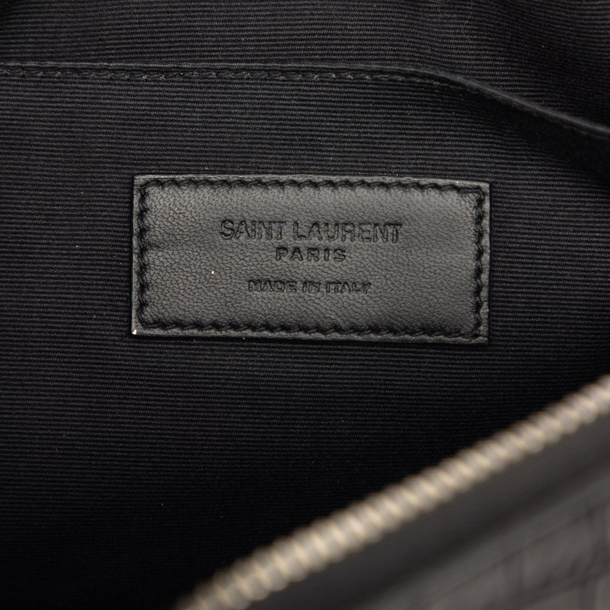 Saint Laurent Crocodile Embossed Leather Zipped Tablet Holder