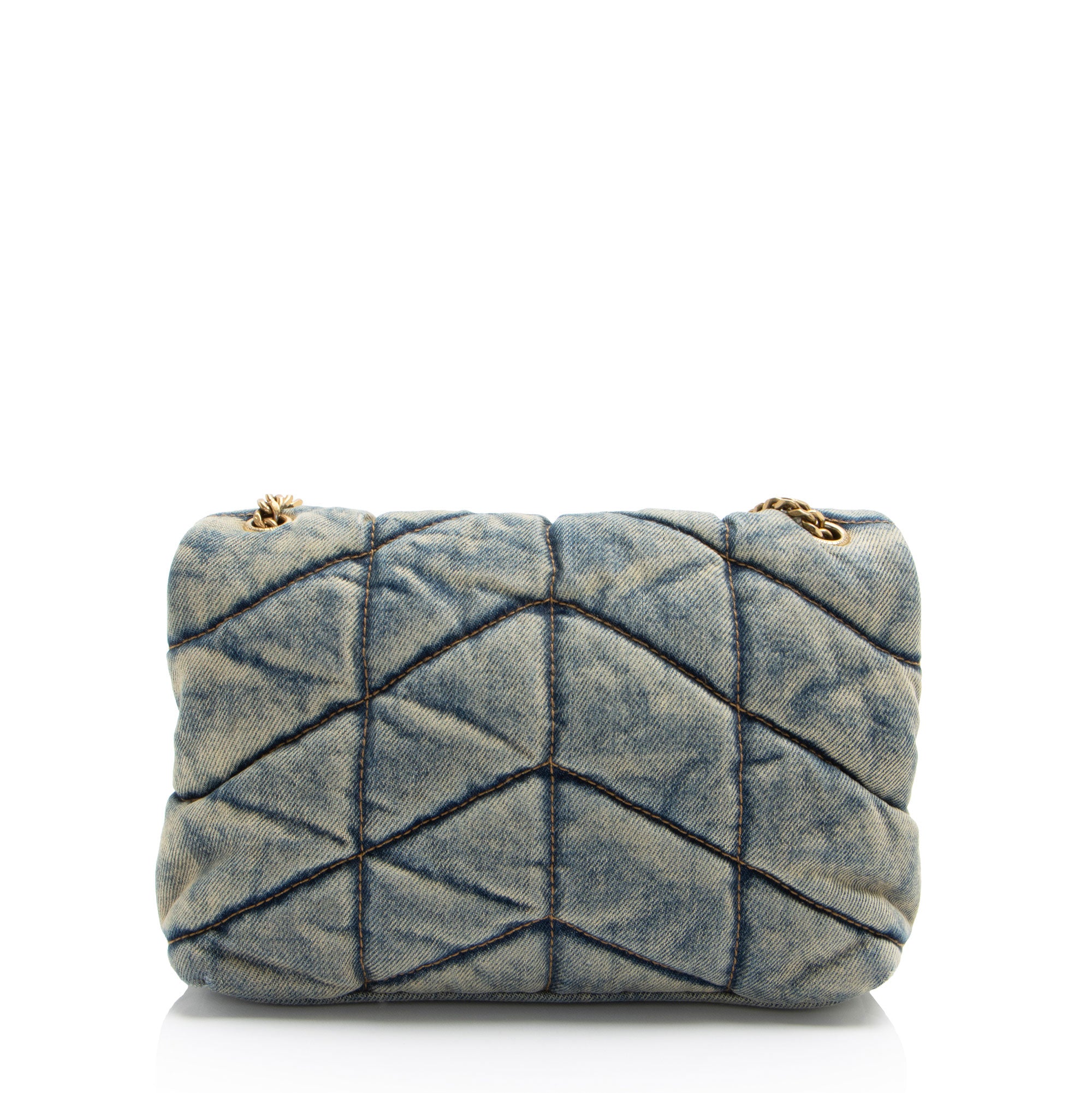 Saint Laurent Denim Monogram Puffer LouLou Shoulder Bag (SHF-StqMjt)