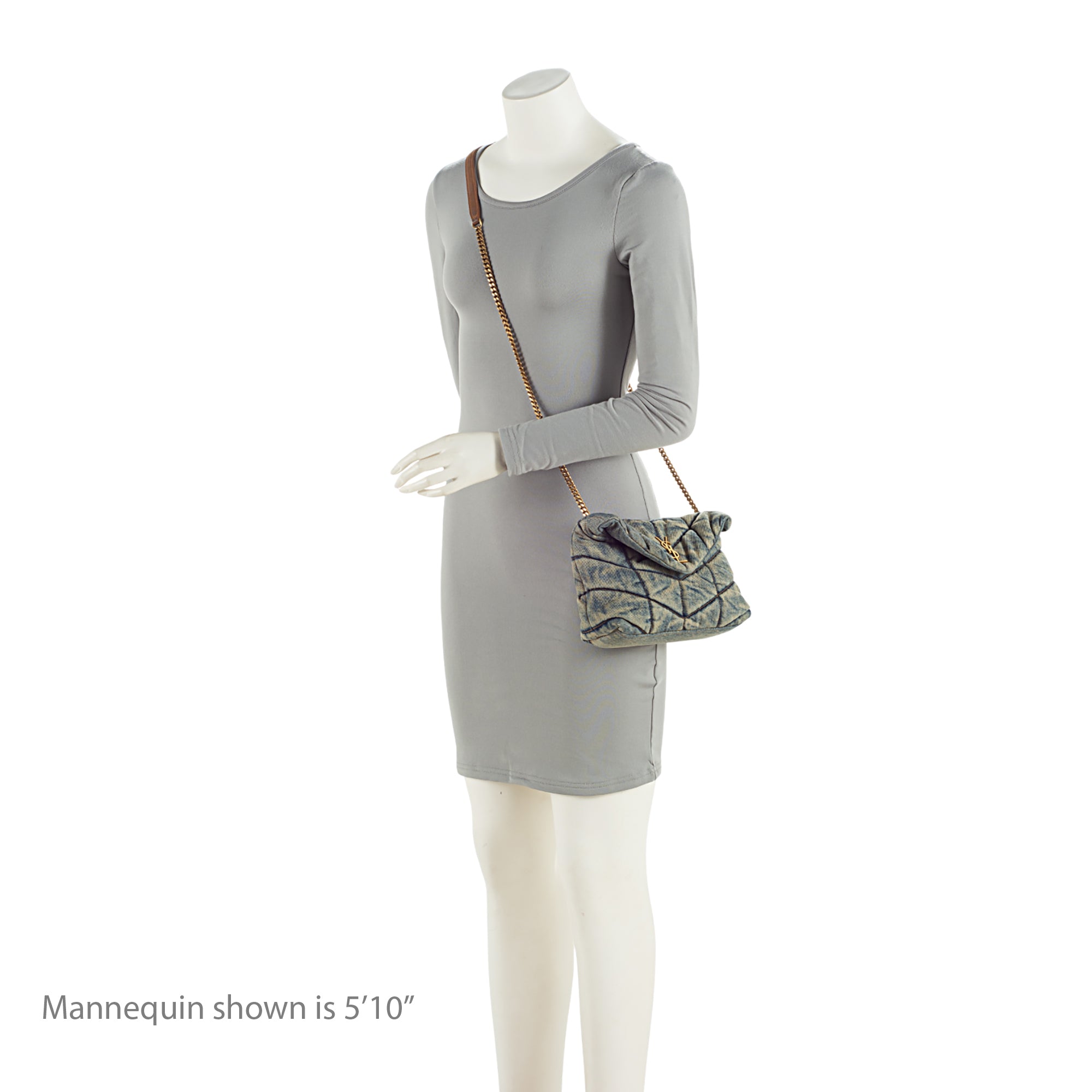 Saint Laurent Denim Monogram Puffer LouLou Shoulder Bag (SHF-StqMjt)