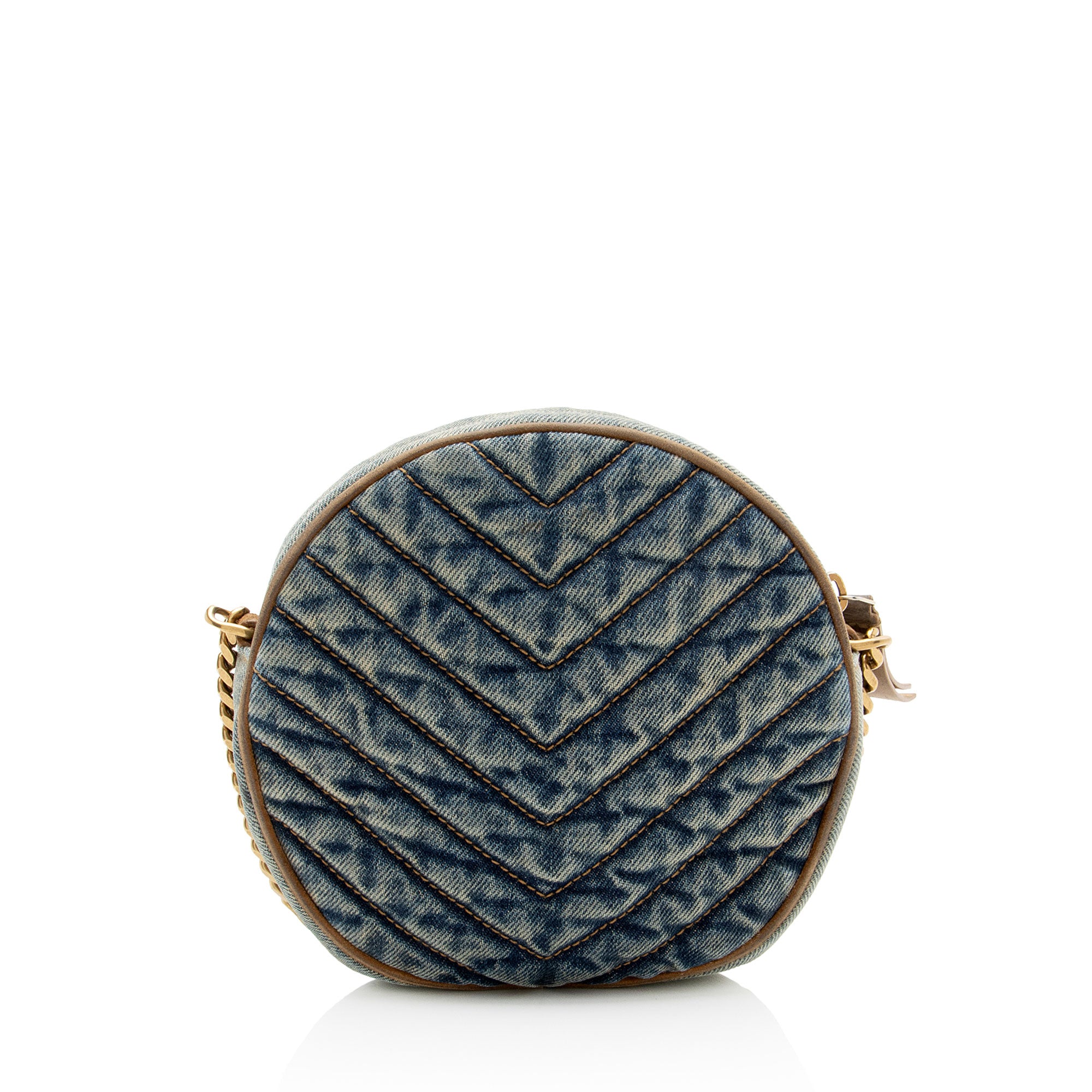Saint Laurent Denim Monogram Vinyle Round Camera Bag
