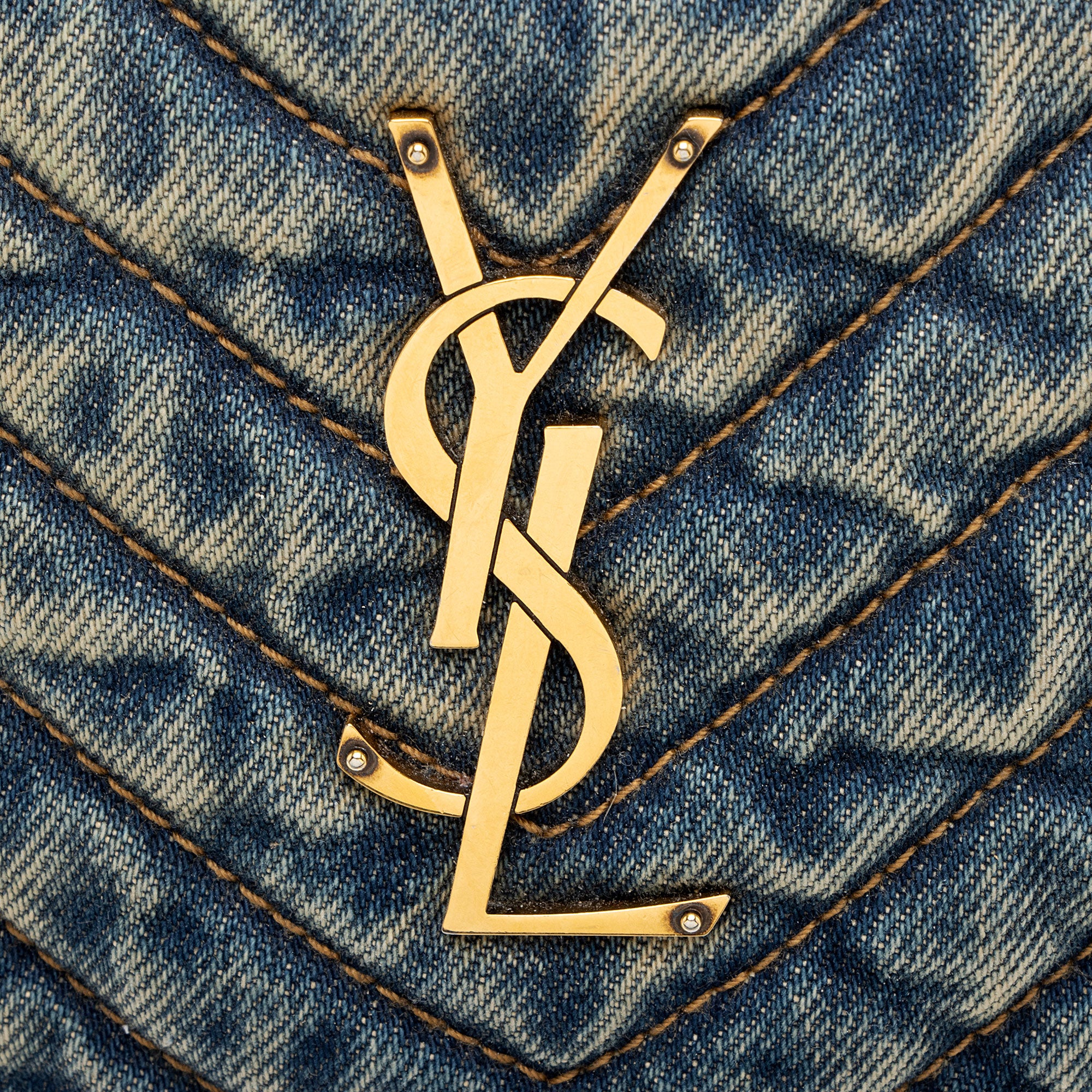 Saint Laurent Denim Monogram Vinyle Round Camera Bag