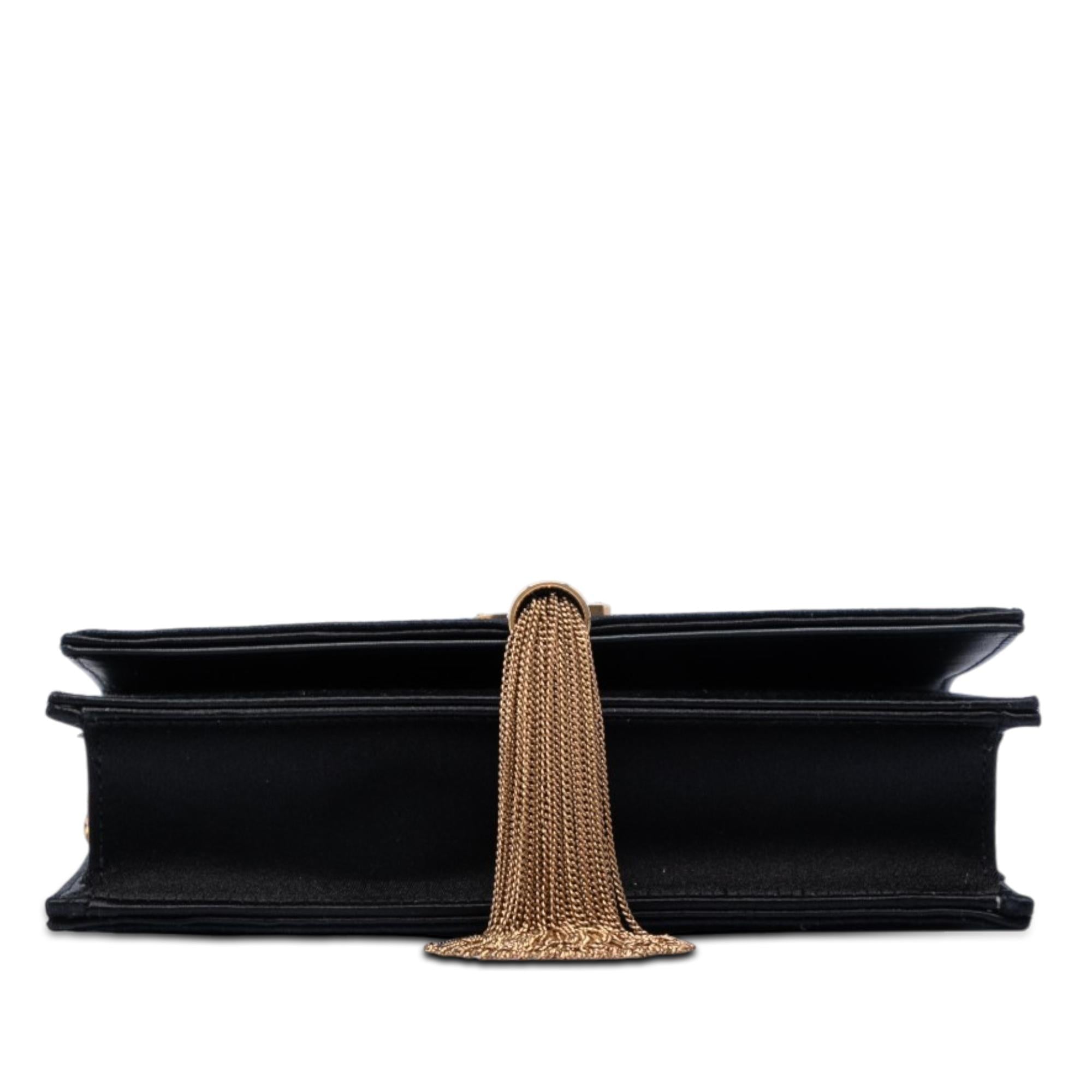 Saint Laurent Embroidered Satin Monogram Kate Tassel Wallet on Chain