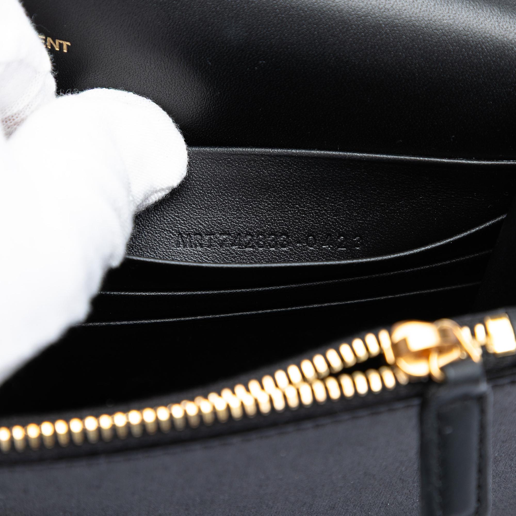 Saint Laurent Embroidered Satin Monogram Kate Tassel Wallet on Chain