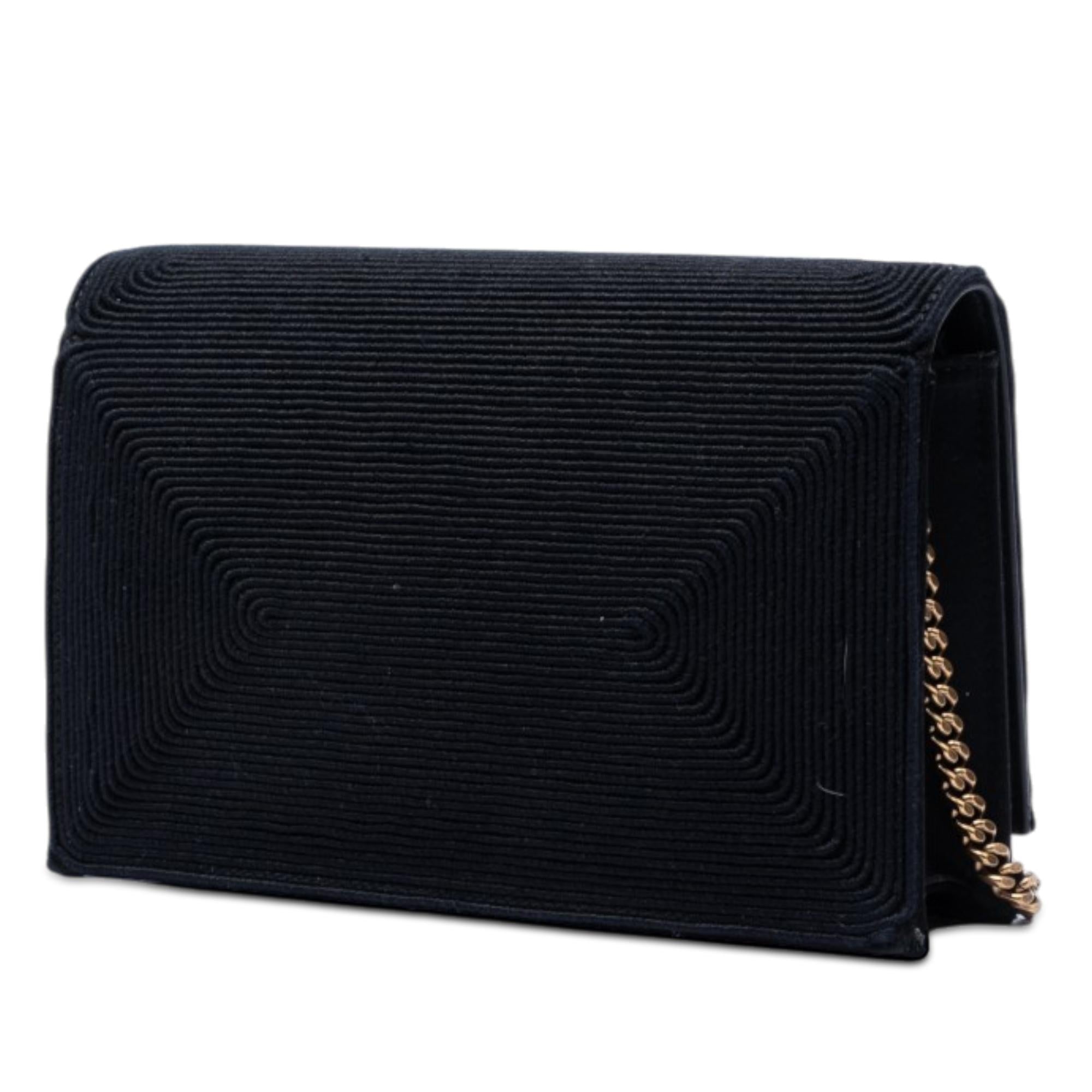 Saint Laurent Embroidered Satin Monogram Kate Tassel Wallet on Chain