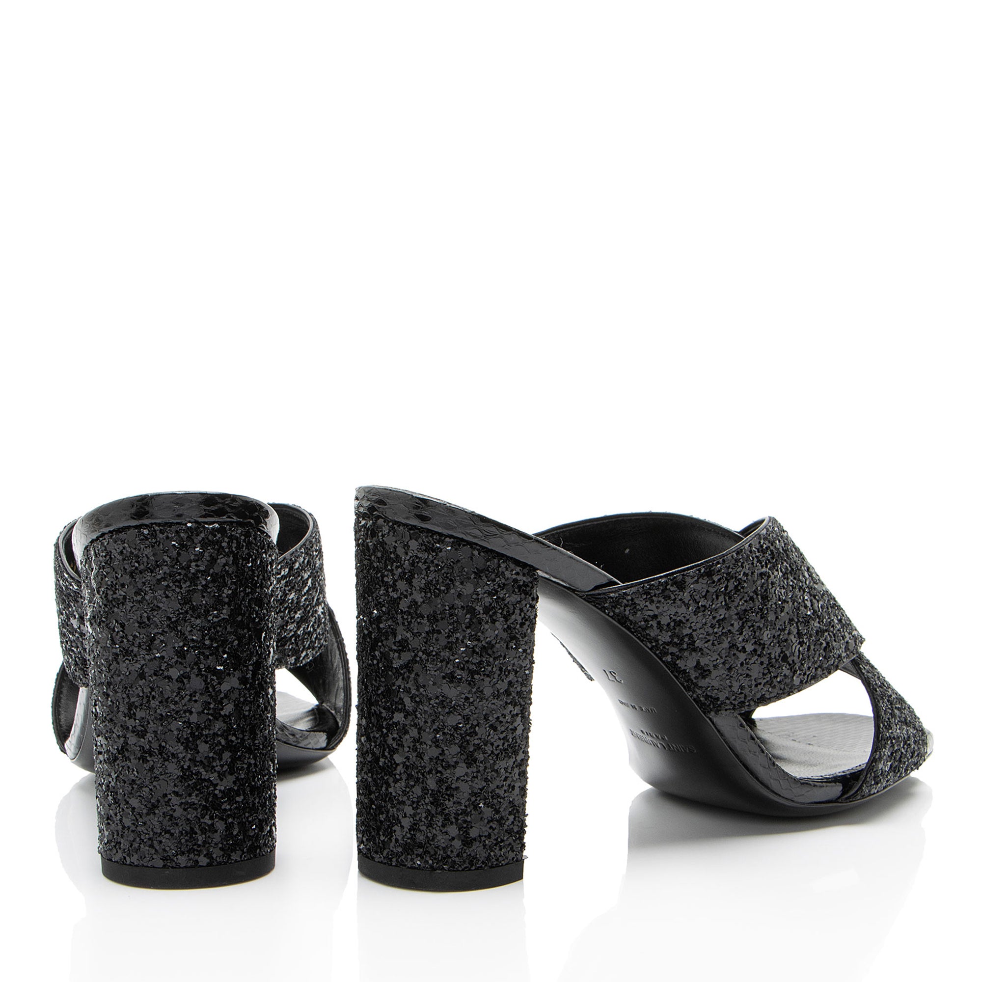 Saint Laurent Glitter Loulou Mule Sandals - Size 7 / 37