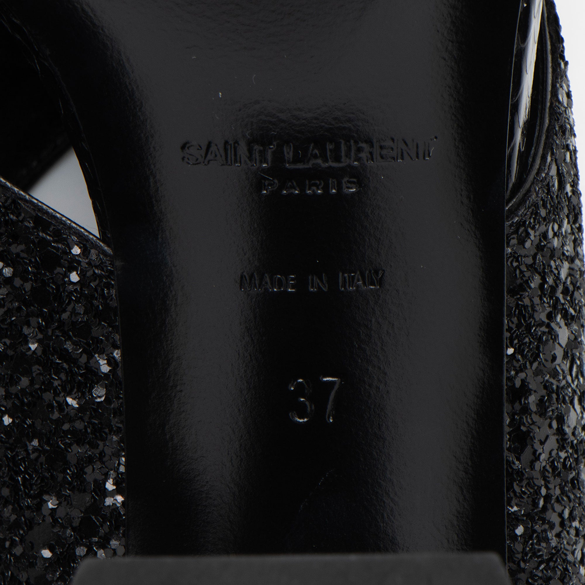 Saint Laurent Glitter Loulou Mule Sandals - Size 7 / 37