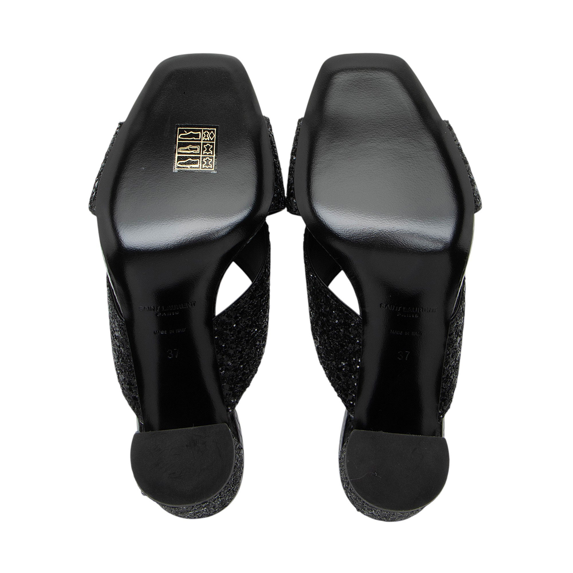 Saint Laurent Glitter Loulou Mule Sandals - Size 7 / 37