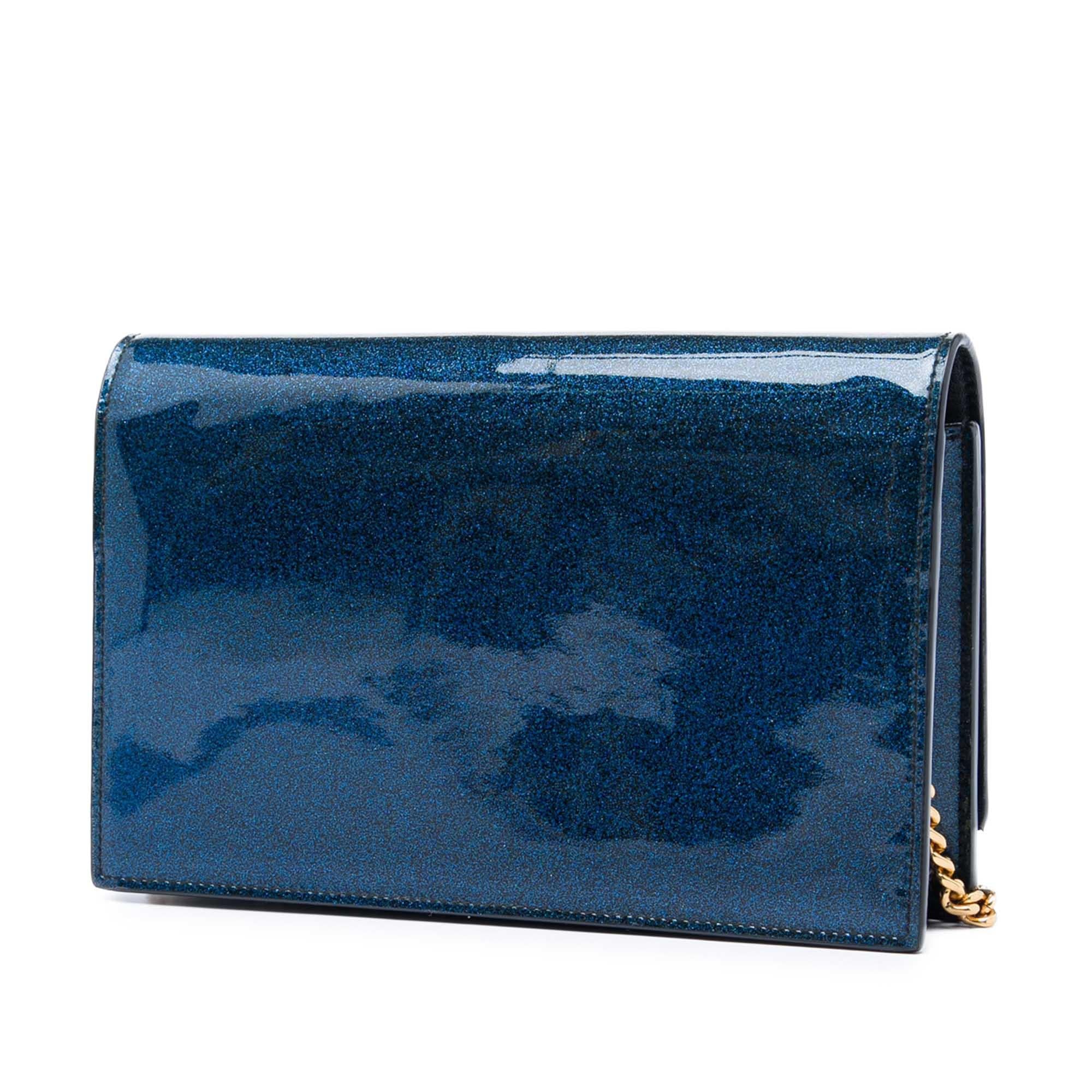 Saint Laurent Glitter Patent Monogram Kate Tassel Wallet on Chain