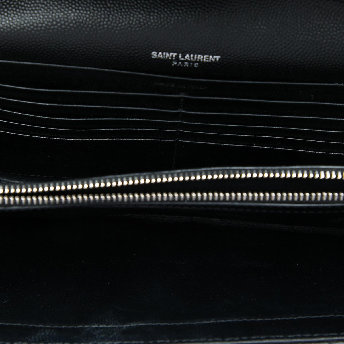 Saint Laurent Grain De Poudre Chevron Cassandre Envelope Chain Wallet