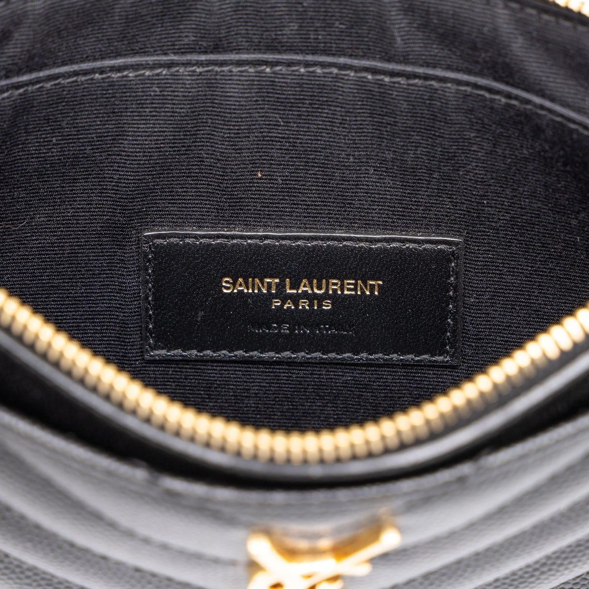 Saint Laurent Grain De Poudre Chevron Monogram Bill Pouch