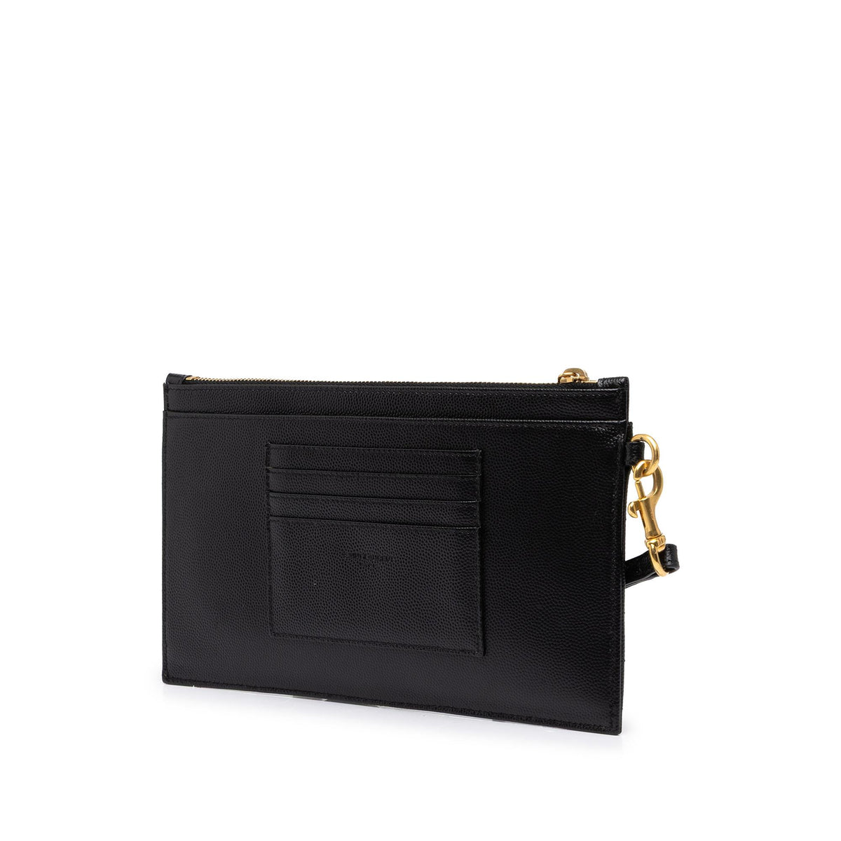 Saint Laurent Grain De Poudre Chevron Monogram Bill Pouch