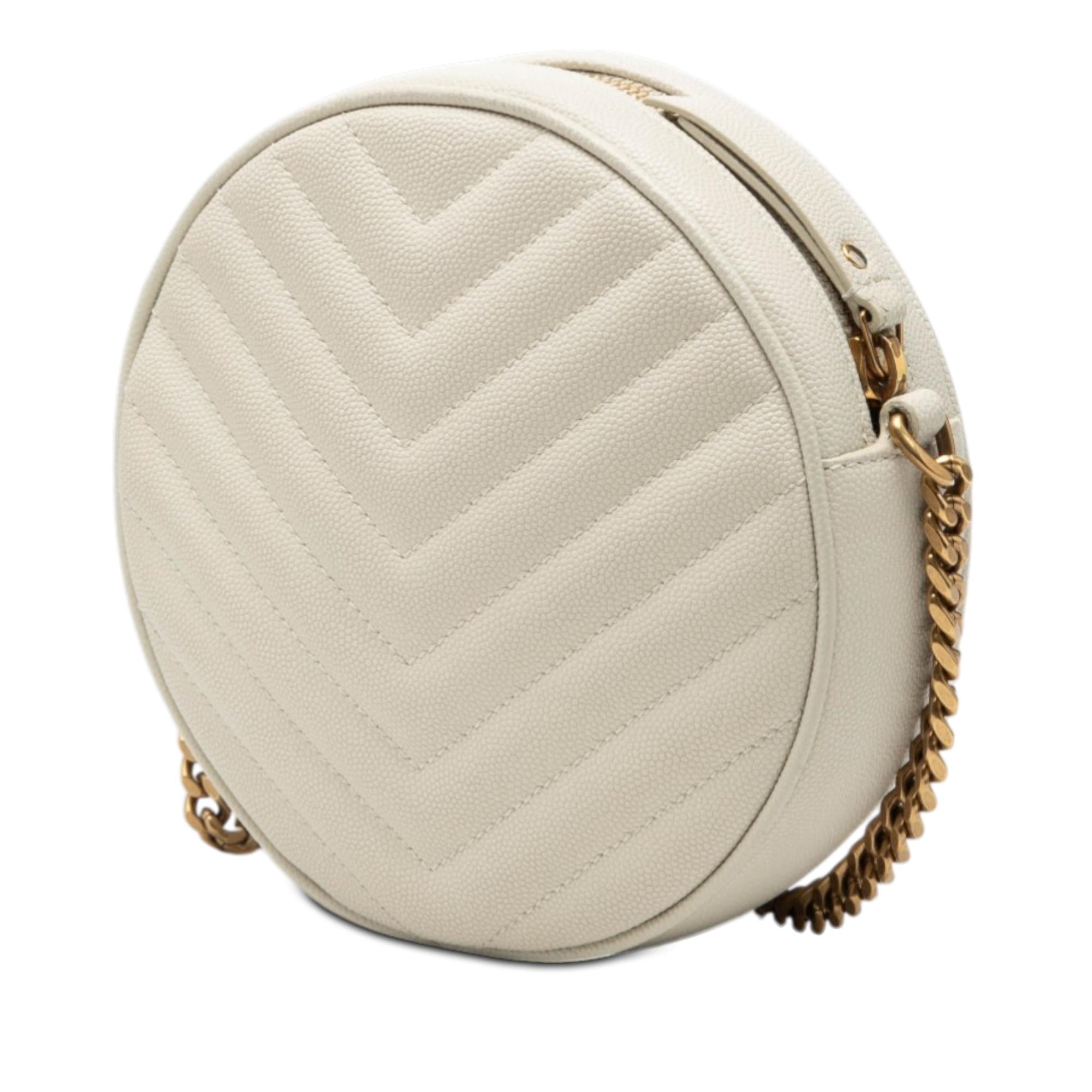 Saint Laurent Grain De Poudre Chevron Round Vinyle Camera Bag
