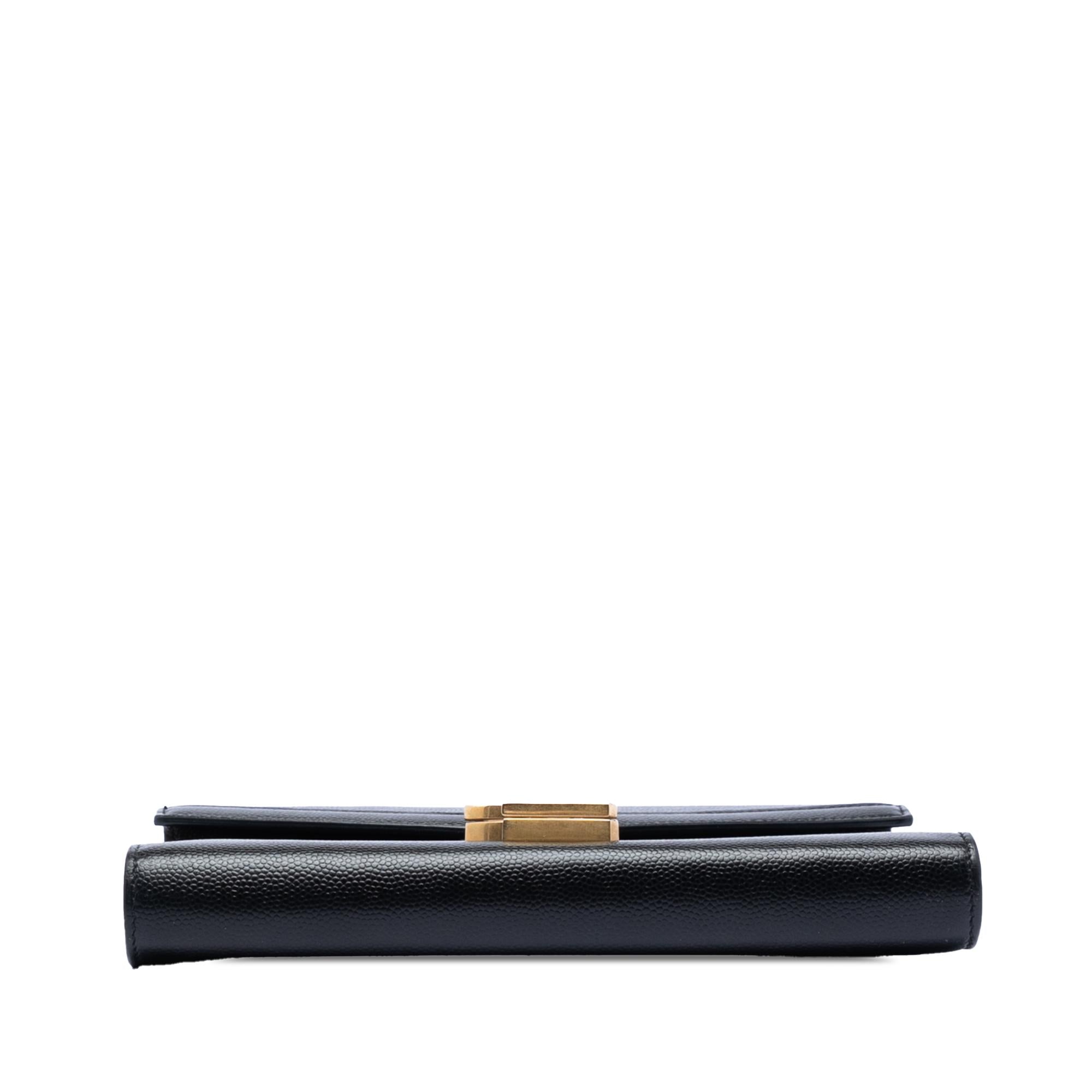 Saint Laurent Grain De Poudre Monogram Cassandra Chain Wallet