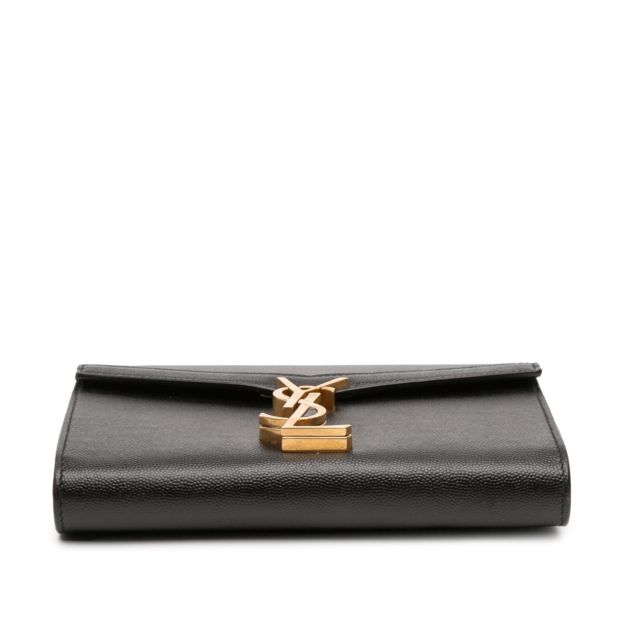 Saint Laurent Grain De Poudre Monogram Cassandra Chain Wallet