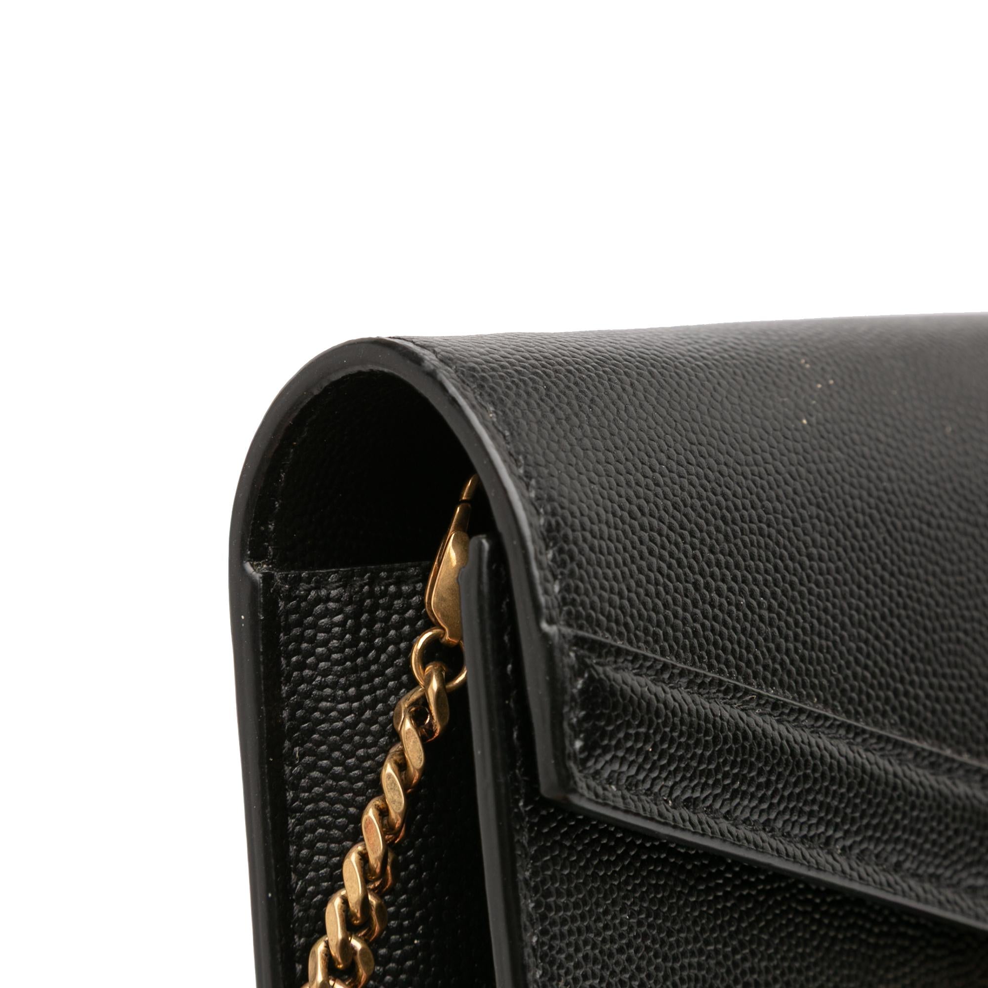 Saint Laurent Grain De Poudre Monogram Cassandra Chain Wallet