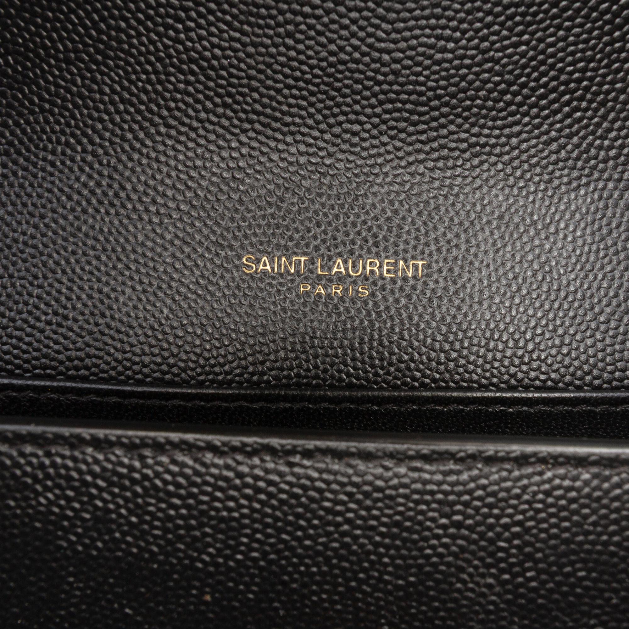 Saint Laurent Grain De Poudre Monogram Cassandra Chain Wallet