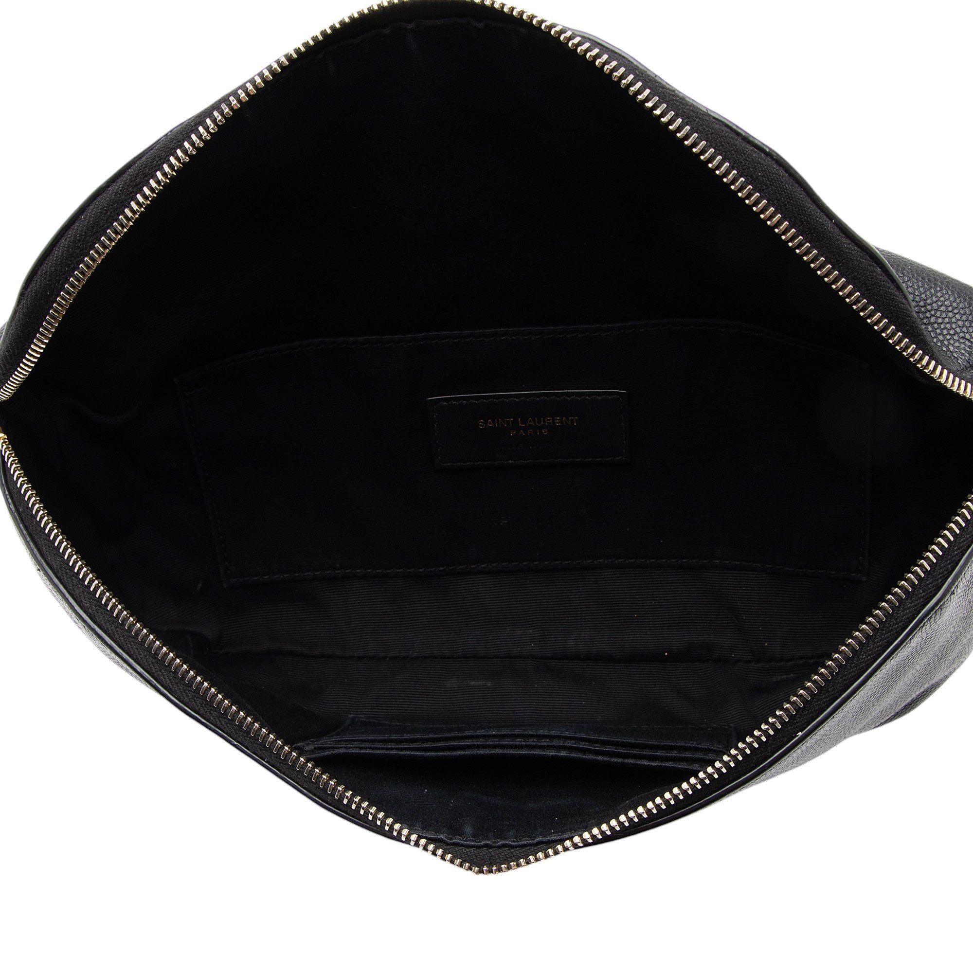 Saint Laurent Grain de Poudre Monogram Cassandre Belt Bag (SHF-Gvv9El)