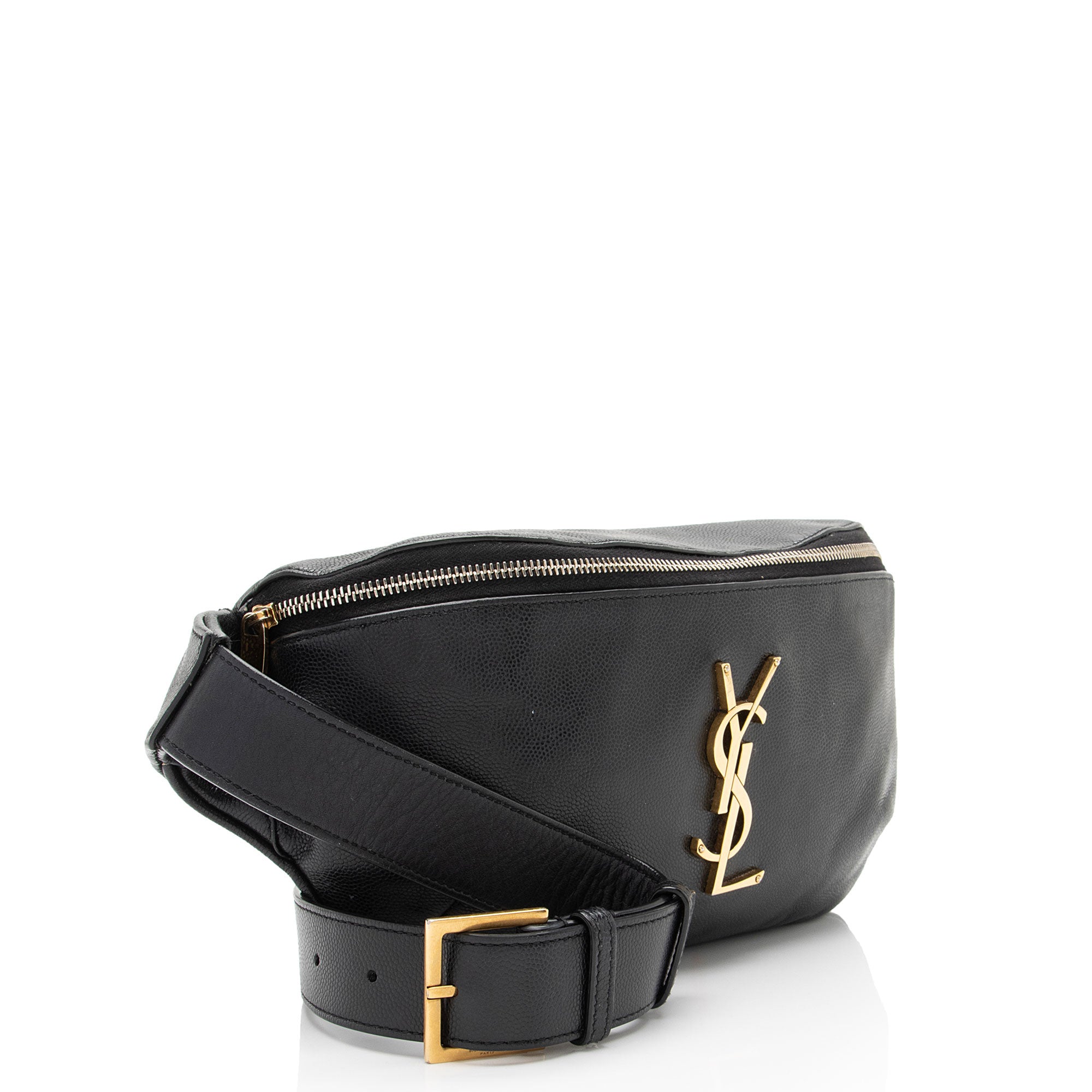 Saint Laurent Grain de Poudre Monogram Cassandre Belt Bag (SHF-Gvv9El)
