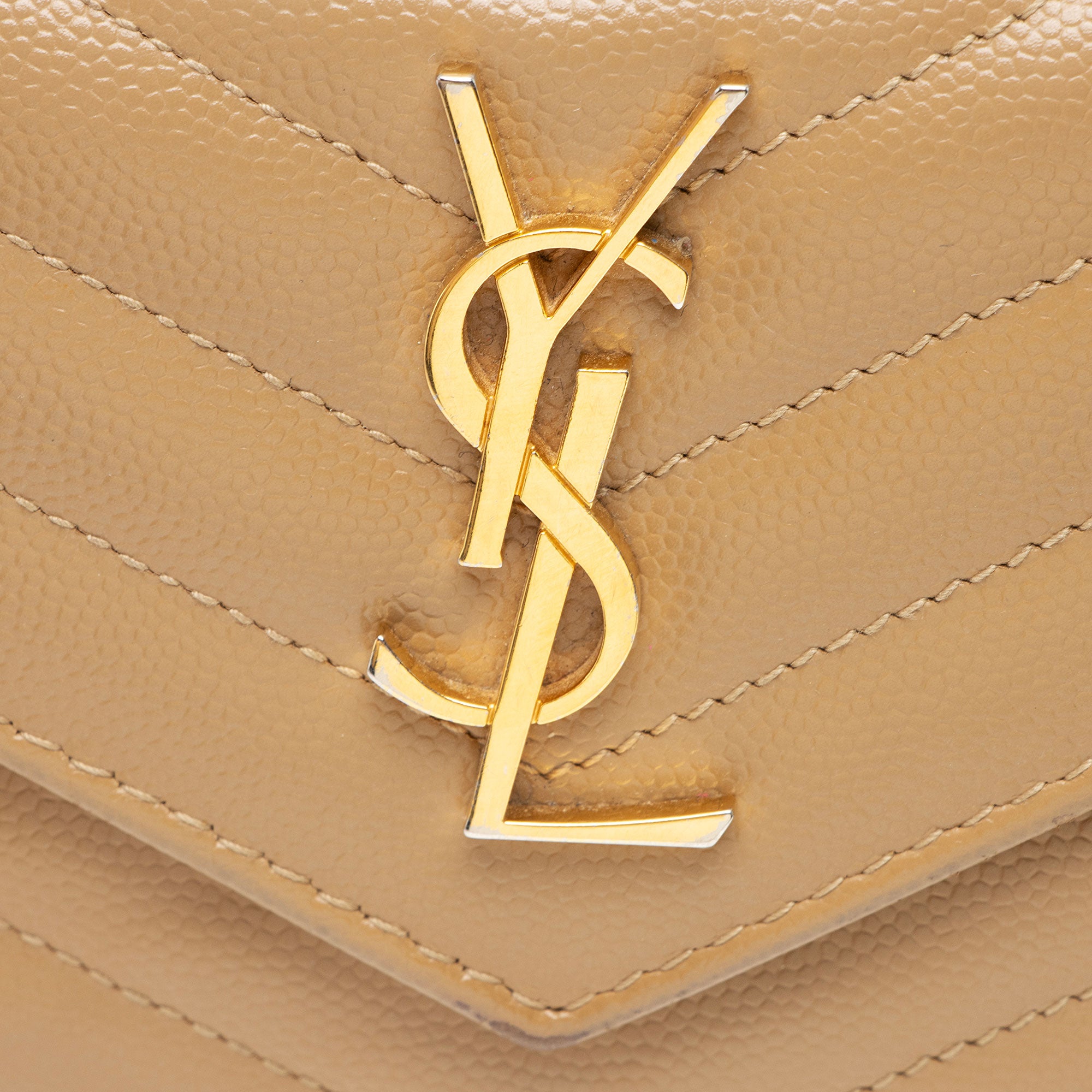 Saint Laurent Grain de Poudre Monogram Compact Trifold Wallet