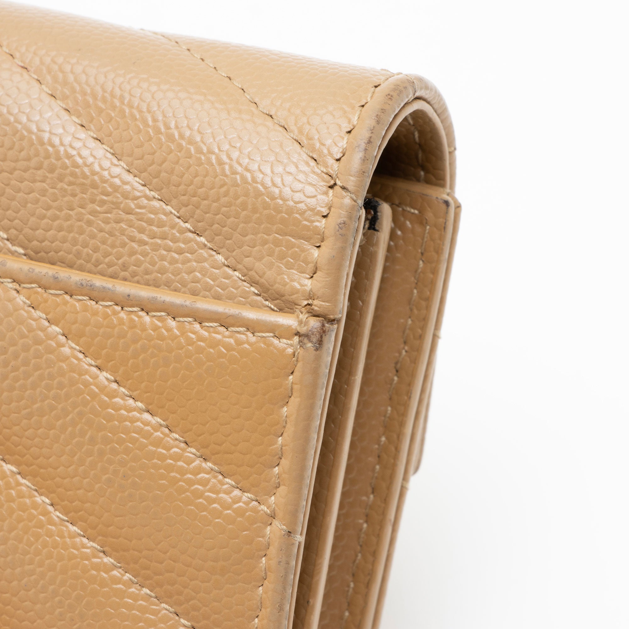 Saint Laurent Grain de Poudre Monogram Compact Trifold Wallet