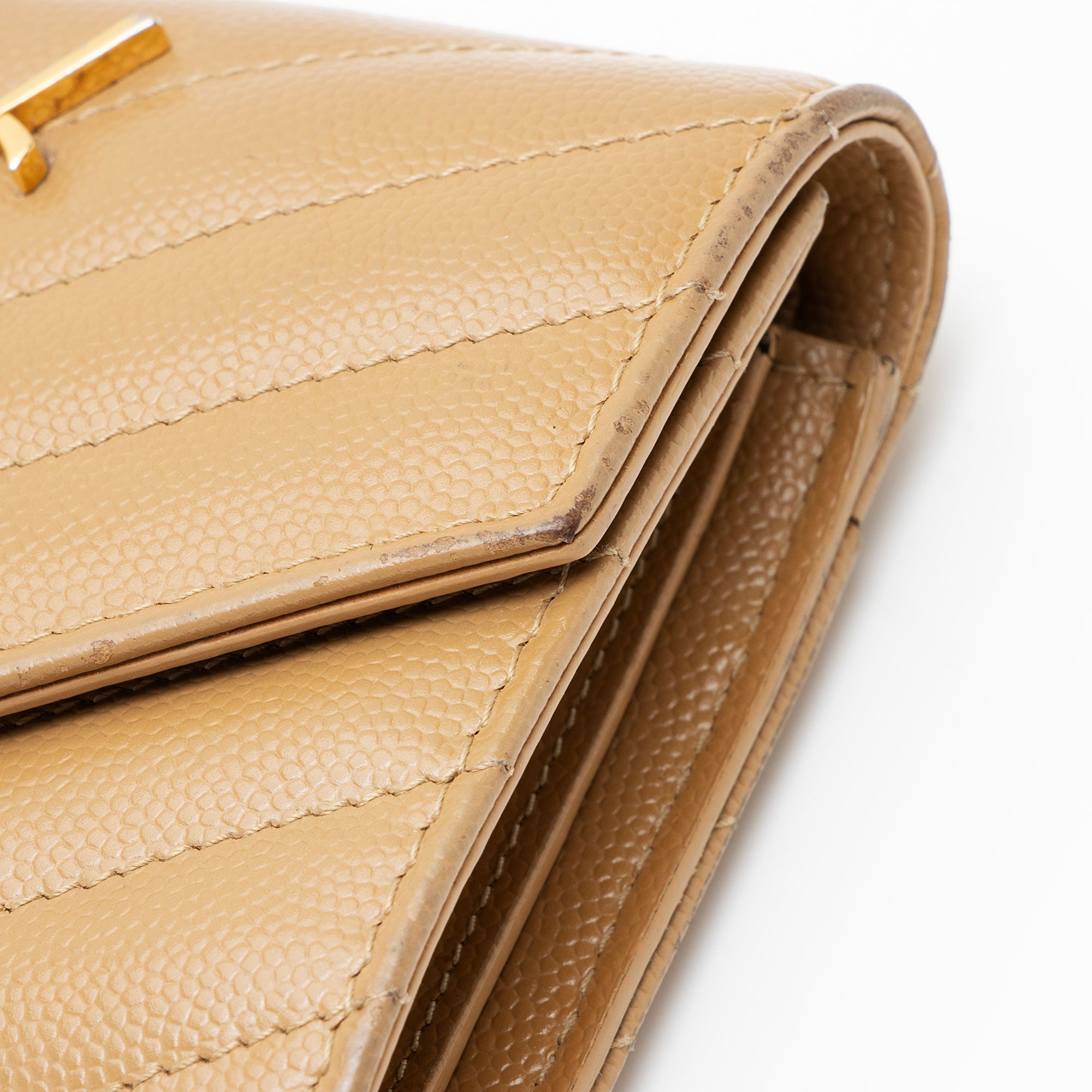 Saint Laurent Grain de Poudre Monogram Compact Trifold Wallet