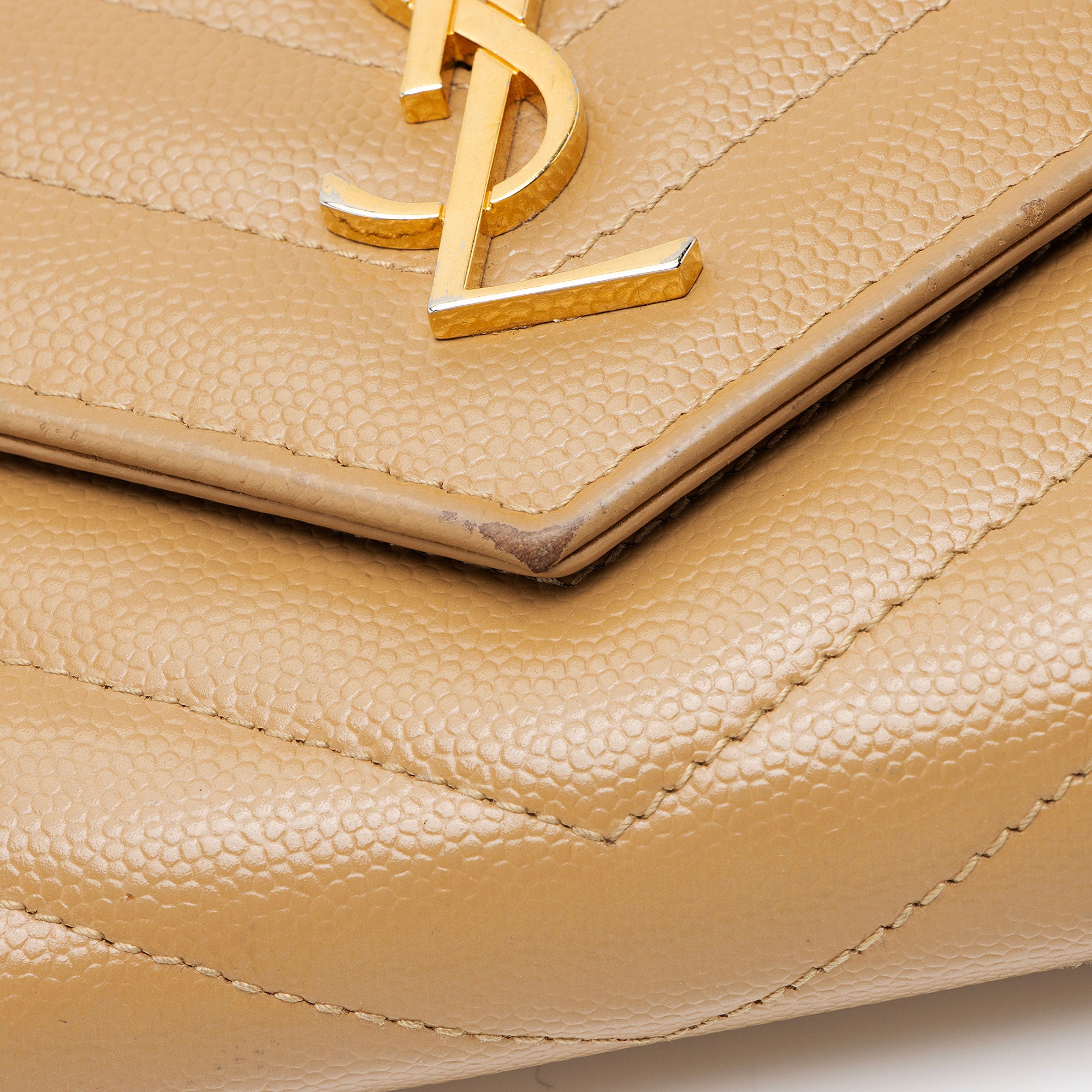 Saint Laurent Grain de Poudre Monogram Compact Trifold Wallet