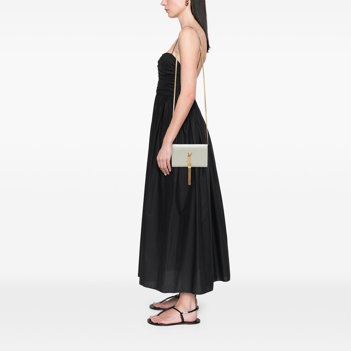 Saint Laurent Grain de Poudre Monogram Kate Tassel Wallet on Chain