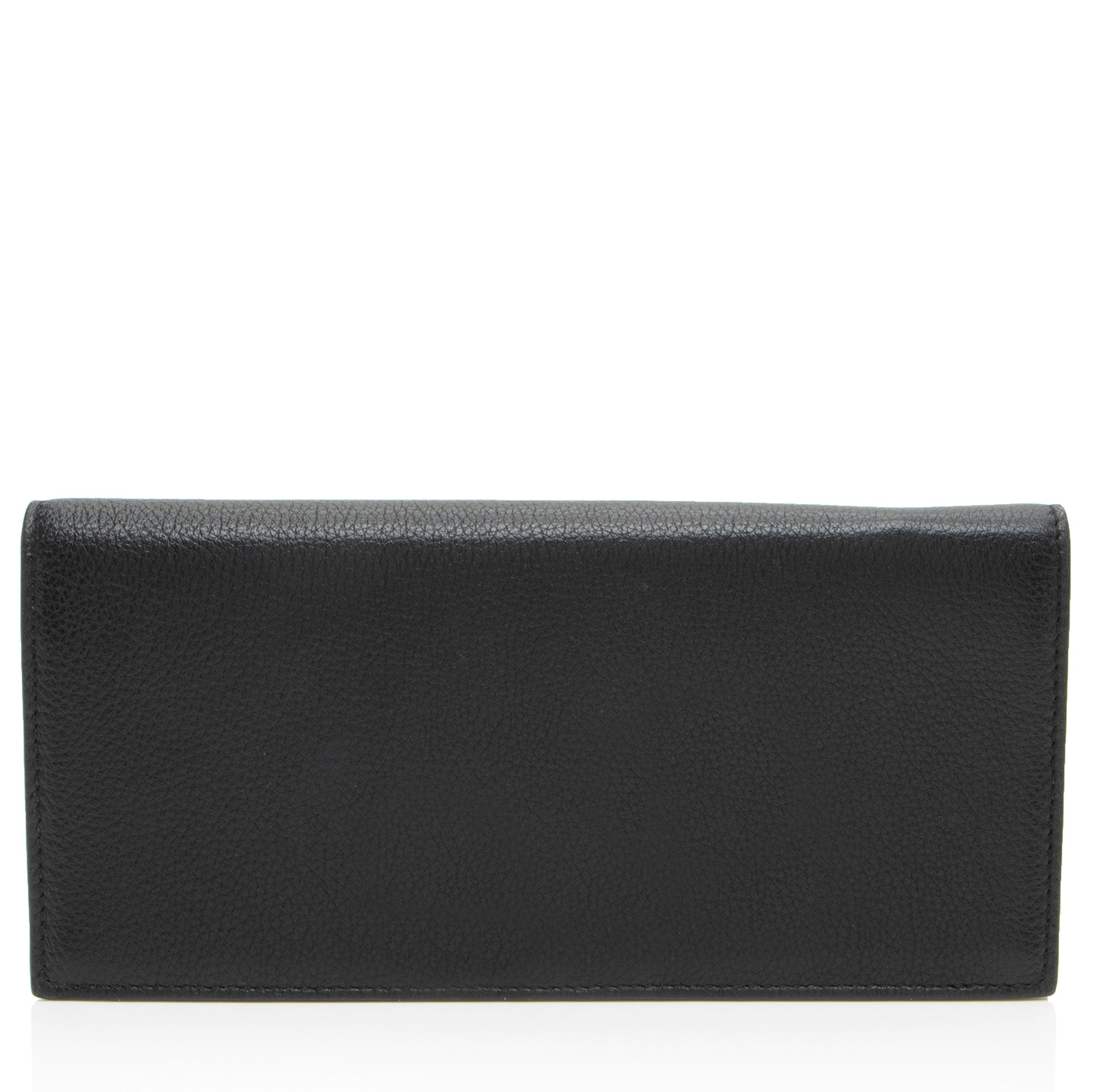 Saint Laurent Grained Leather Tiny Cassandre Flat Long Wallet