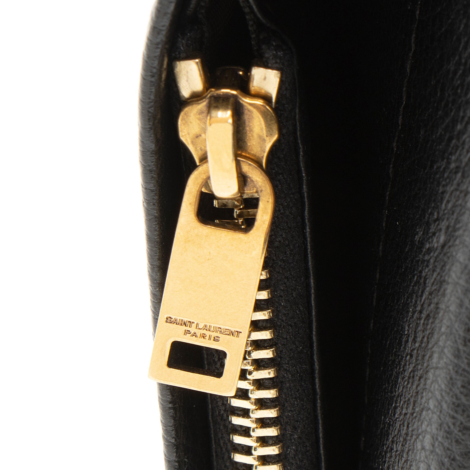 Saint Laurent Grained Leather Tiny Cassandre Flat Long Wallet