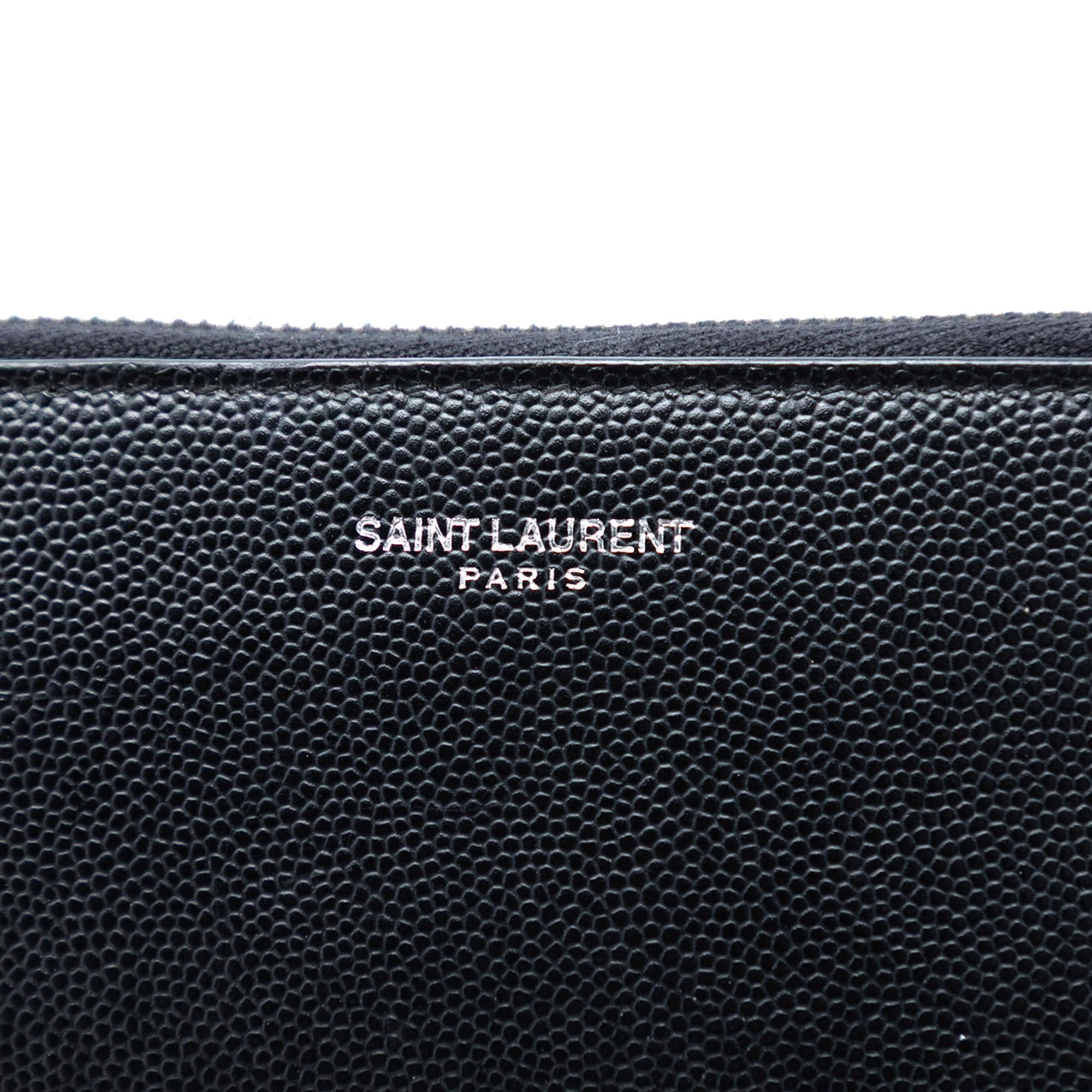 Saint Laurent Grained Leather Zip Clutch