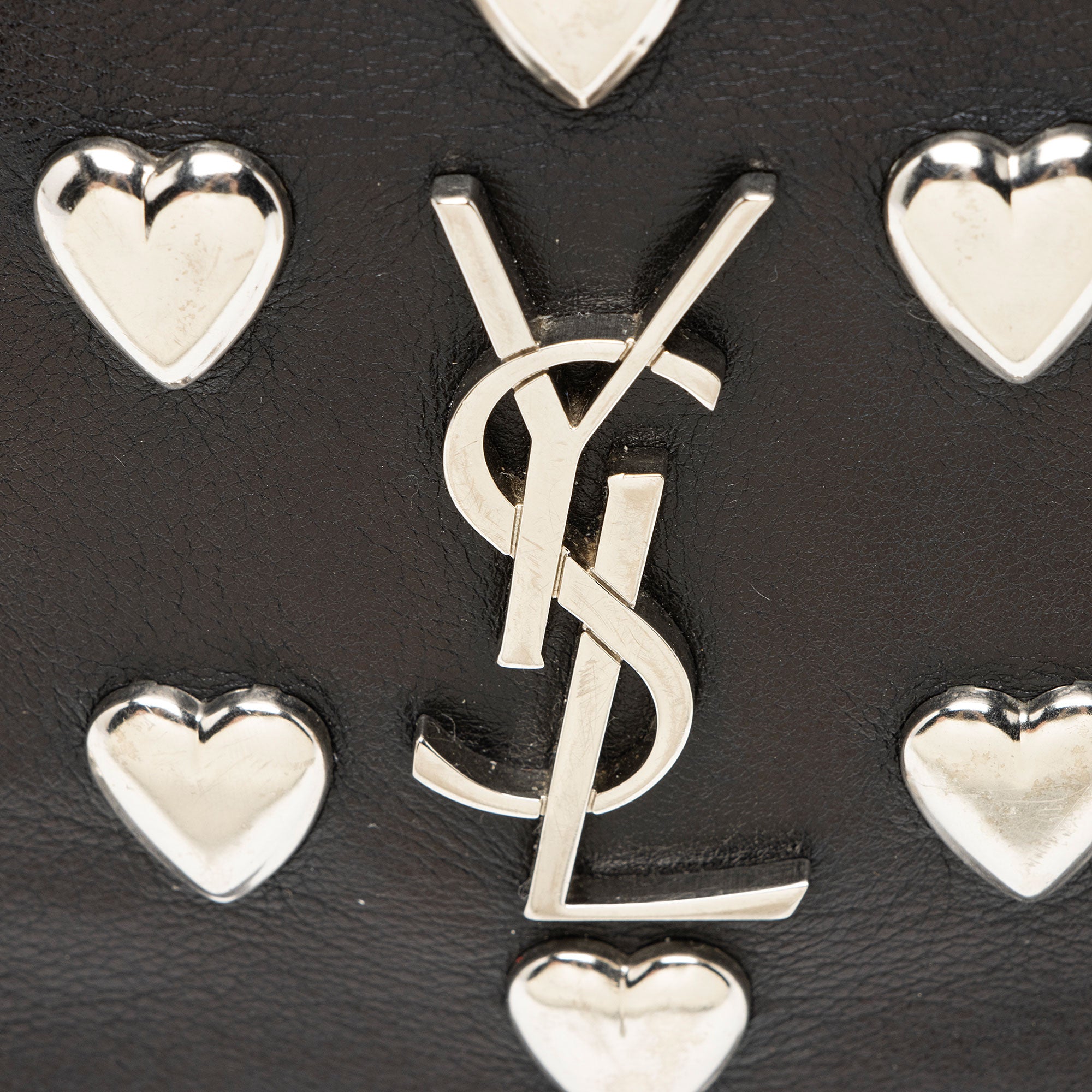 Saint Laurent Heart Studded Leather Monogram Blogger Bag