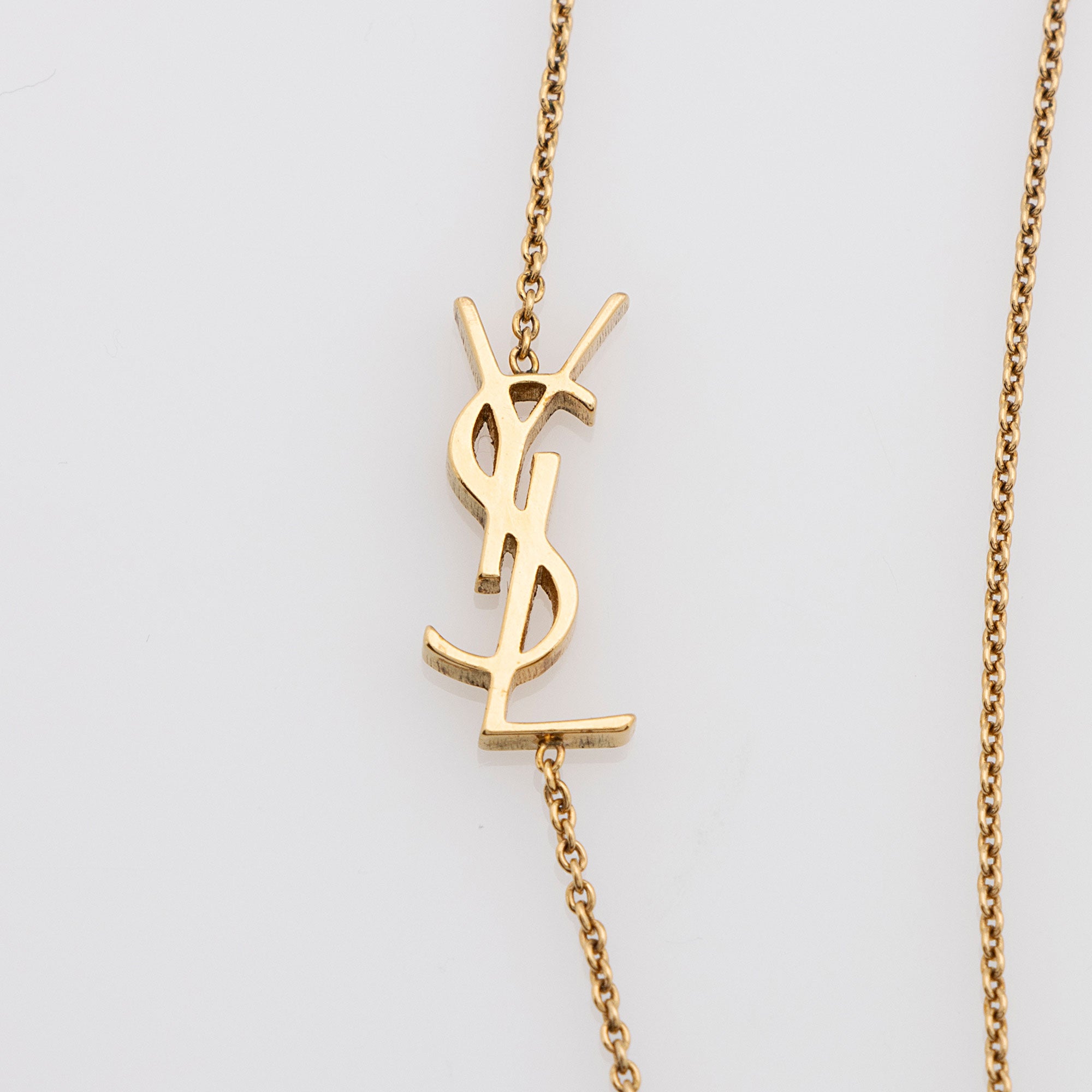 Saint Laurent Heart and Rhinestone Long Necklace
