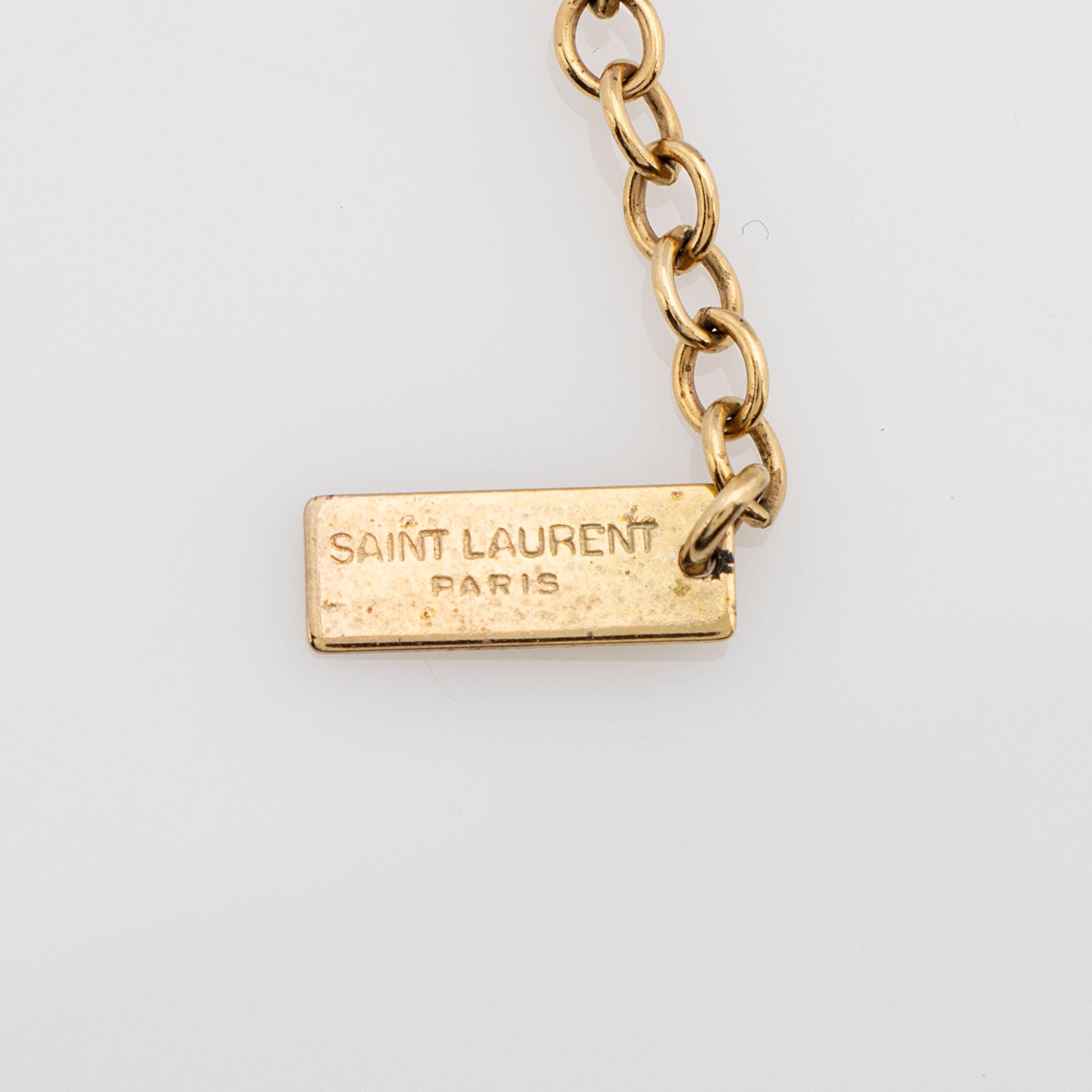 Saint Laurent Heart and Rhinestone Long Necklace
