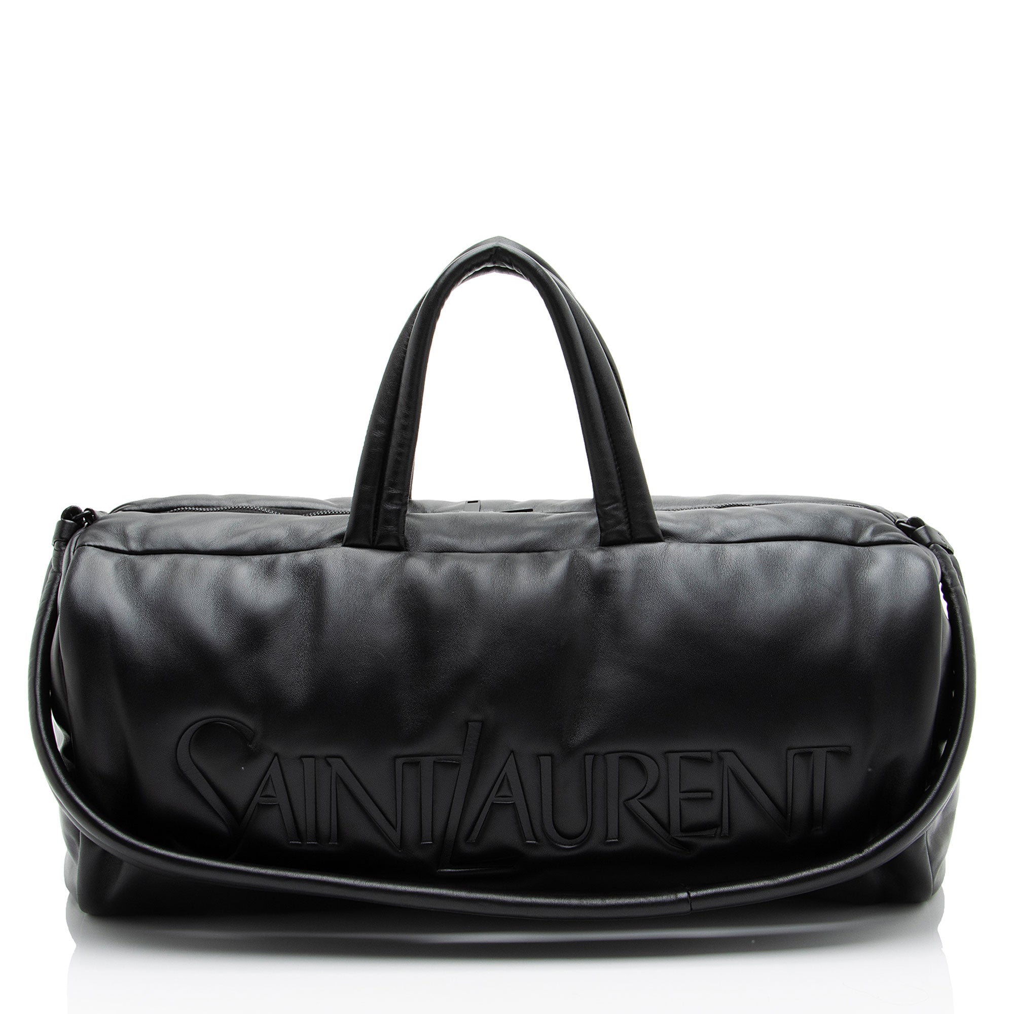 Saint Laurent Lambskin Logo Puffer Duffle