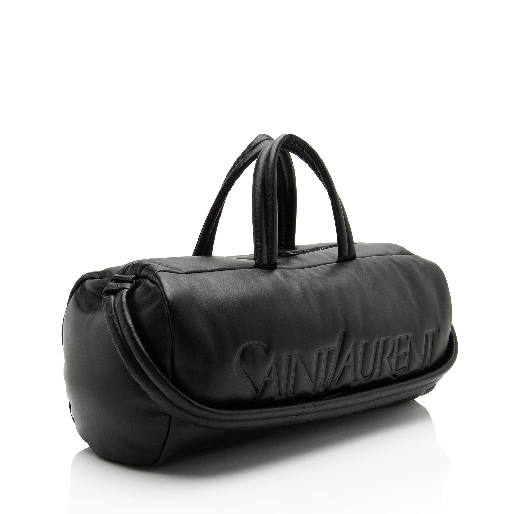 Saint Laurent Lambskin Logo Puffer Duffle