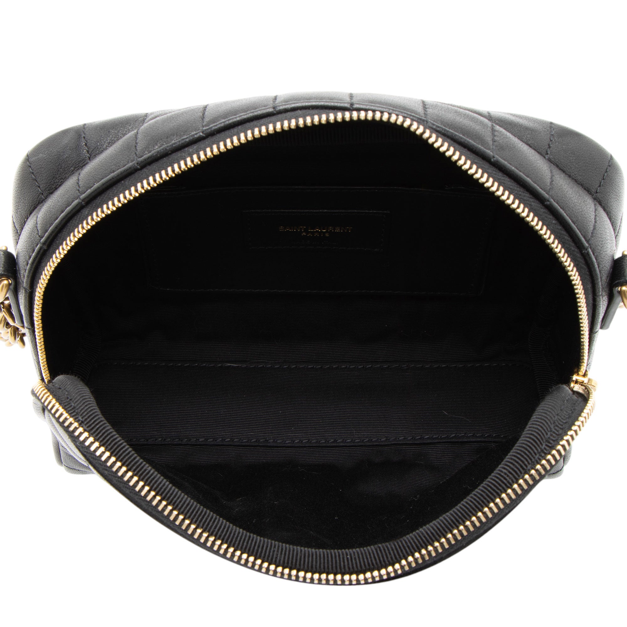 Saint Laurent Lambskin Matelasse Carre Monogram Cassandre Camera Bag (SHF-RGUZXr)