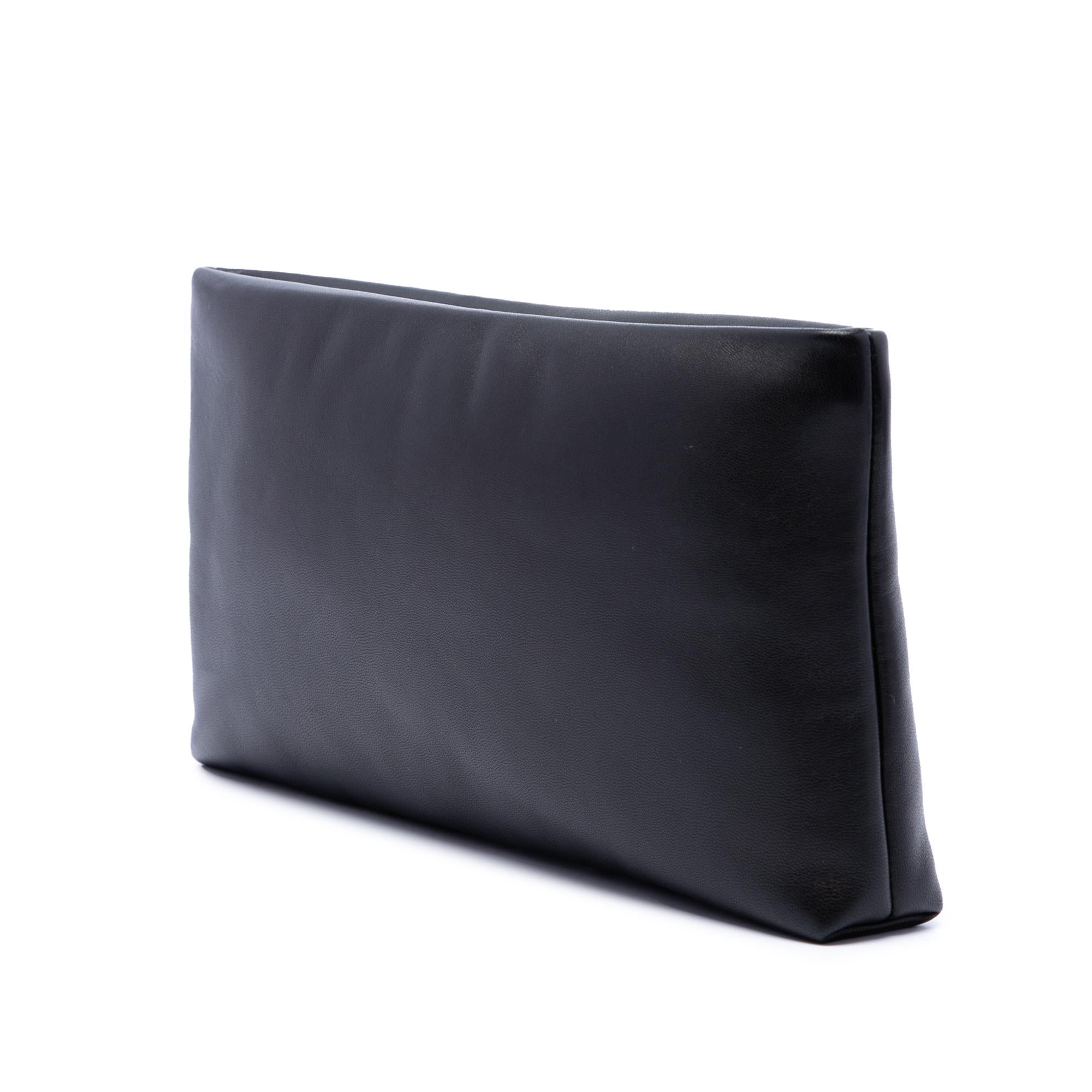 Saint Laurent Lambskin Monogram Long Calypso Zipped Pouch