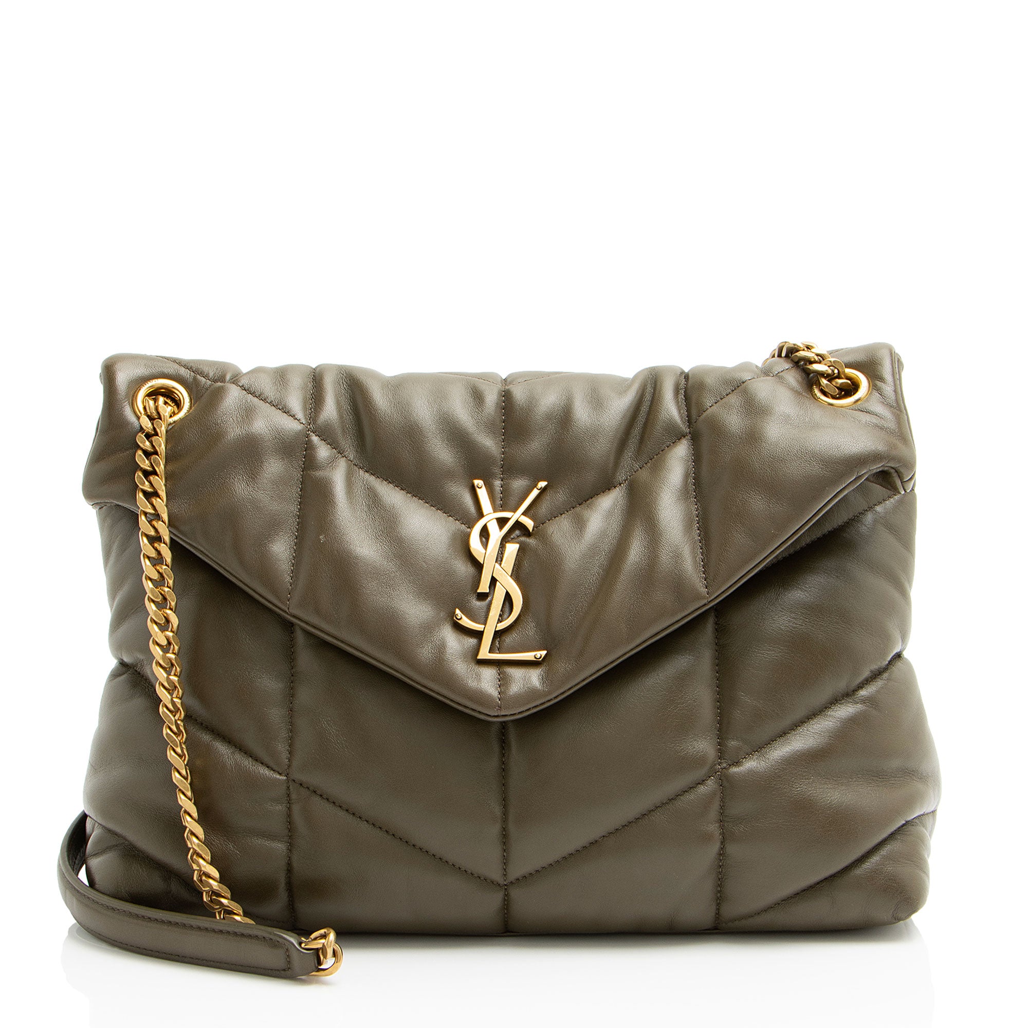 Saint Laurent Lambskin Monogram Puffer LouLou Medium Shoulder Bag