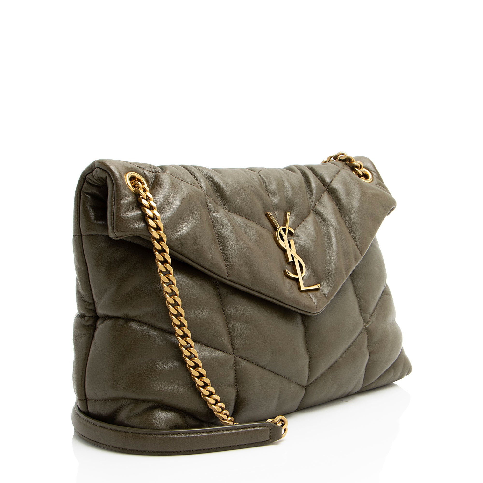 Saint Laurent Lambskin Monogram Puffer LouLou Medium Shoulder Bag