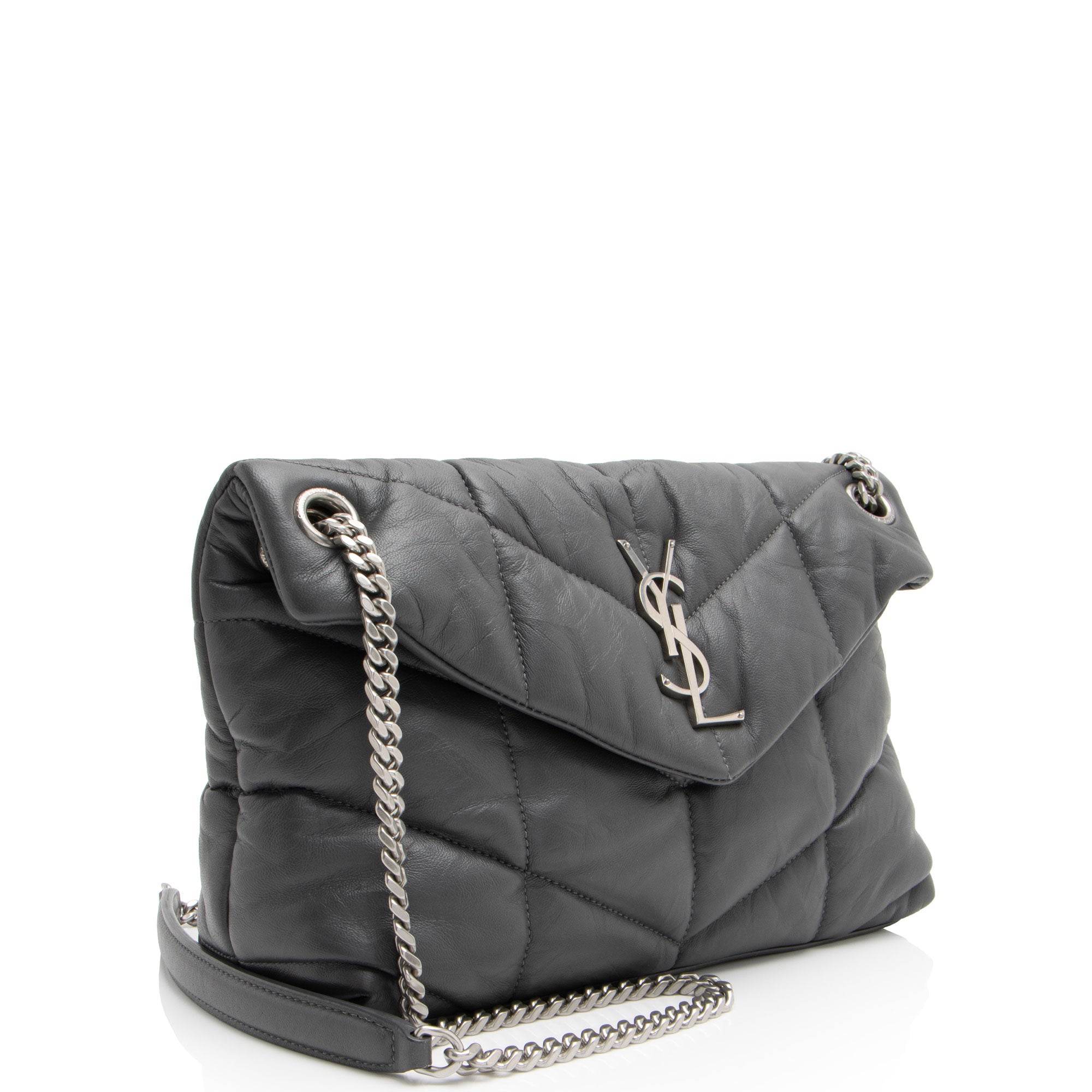 Saint Laurent Lambskin Monogram Puffer LouLou Small Shoulder Bag (SHF-pKyOVs)