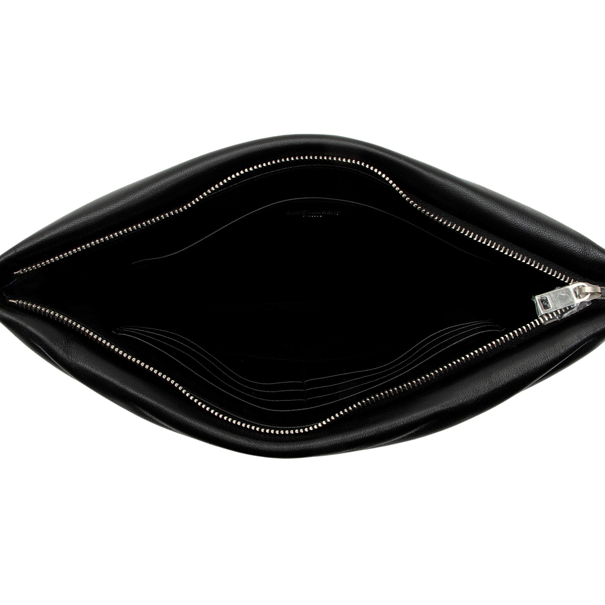 Saint Laurent Lambskin Logo Puffy Pouch