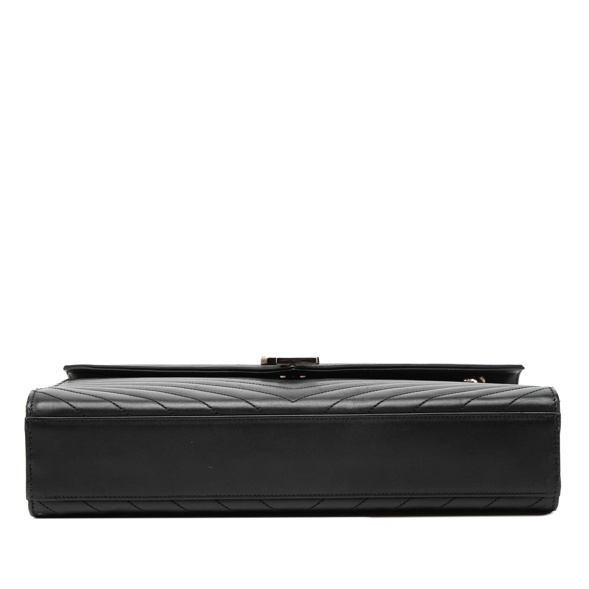 Saint Laurent Large Calfskin Chevron Monogram Envelope Bag