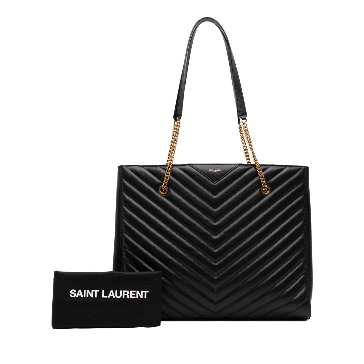 Saint Laurent Large Chevron Grain De Poudre Tribeca Shopping Tote