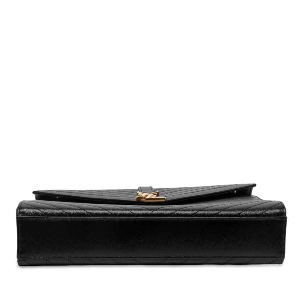 Saint Laurent Large Chevron Grain de Poudre Monogram Envelope Bag
