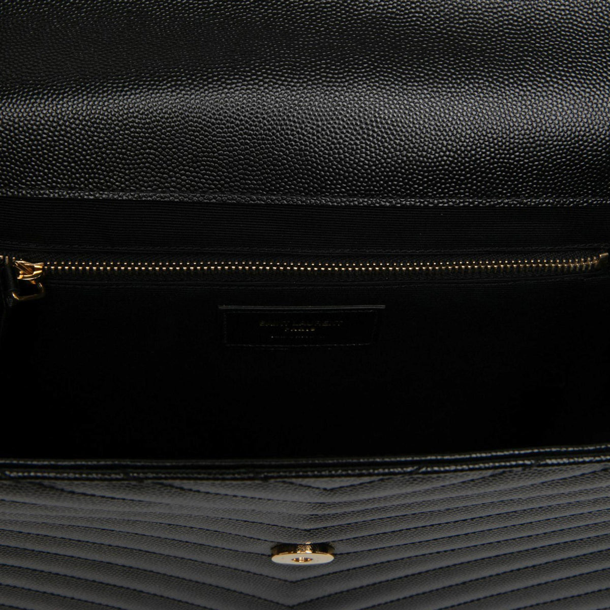 Saint Laurent Large Chevron Grain de Poudre Monogram Envelope Bag