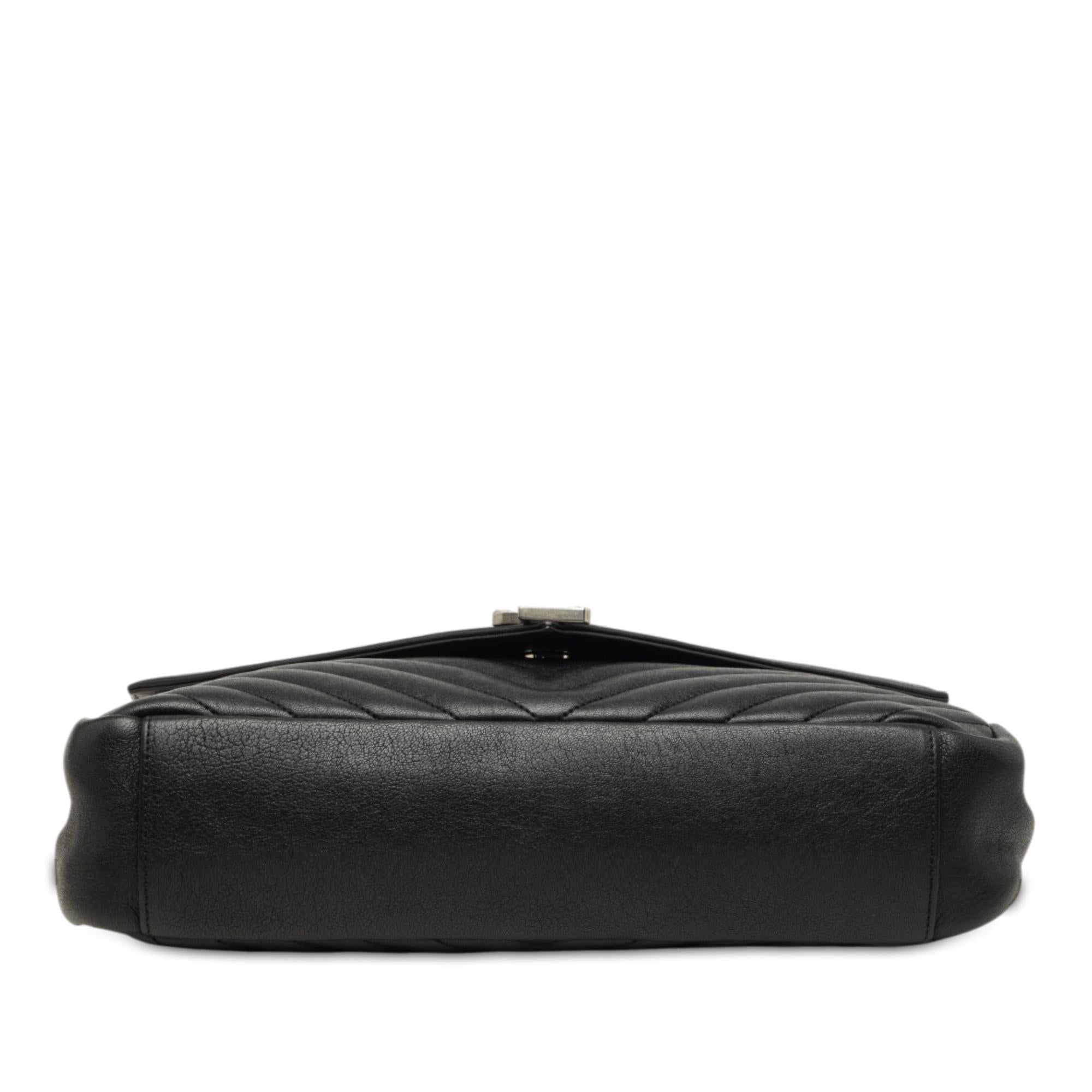 Saint Laurent Large Chevron Sheepskin Monogram College Bag