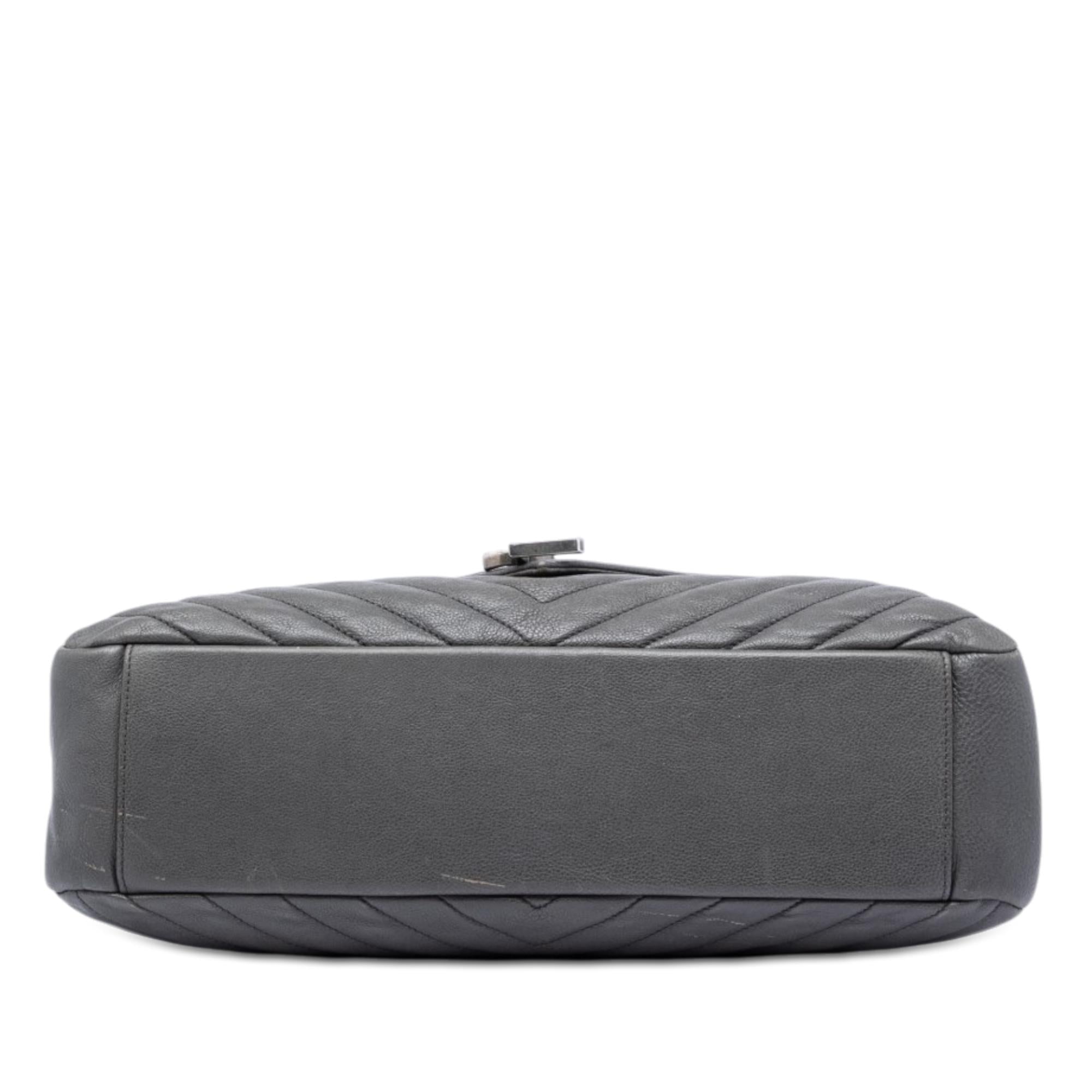 Saint Laurent Large Chevron Sheepskin Monogram College Satchel