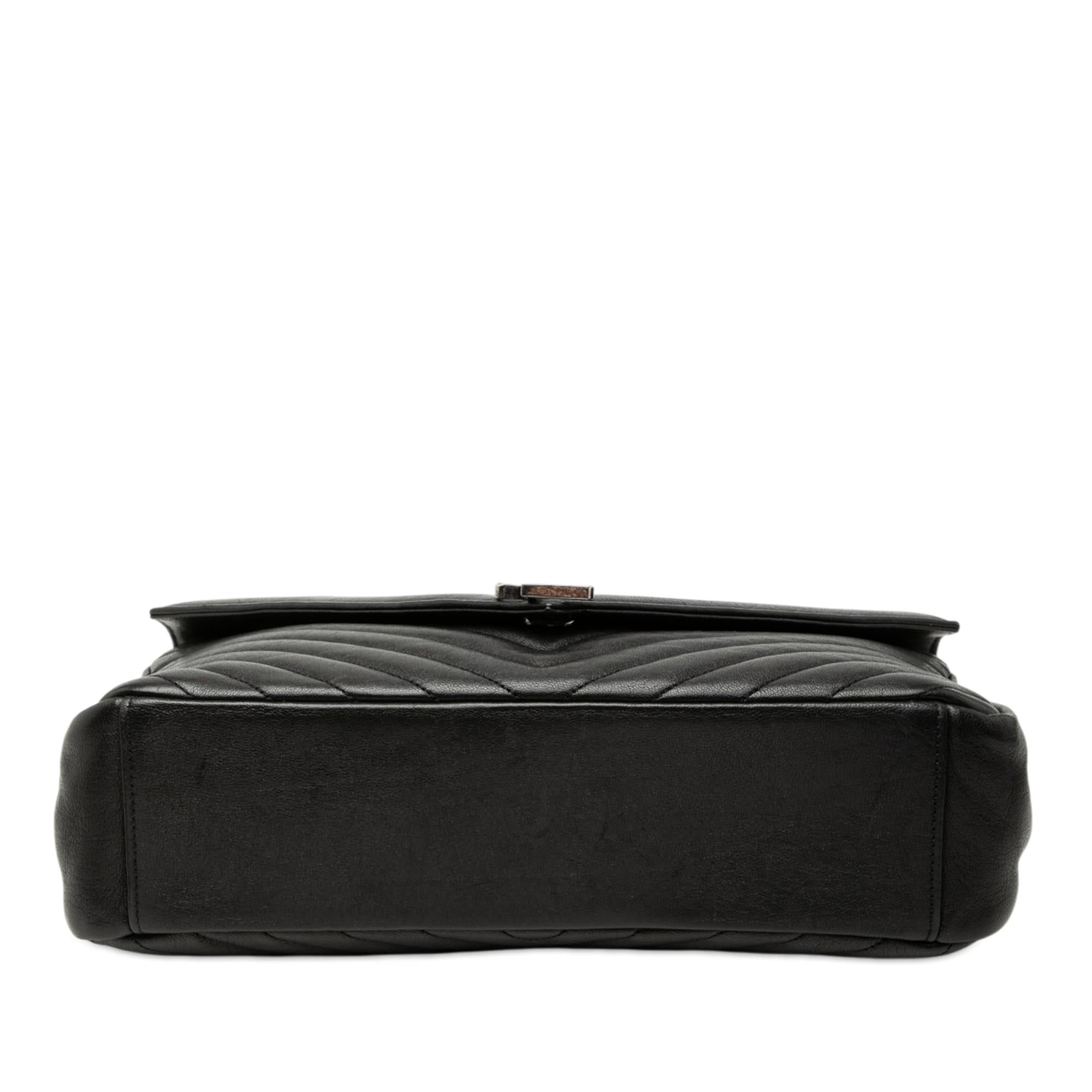 Saint Laurent Large Chevron Sheepskin Monogram College Satchel