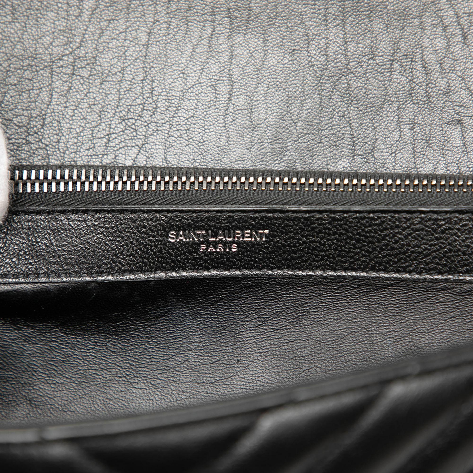 Saint Laurent Large Chevron Sheepskin Monogram College Satchel