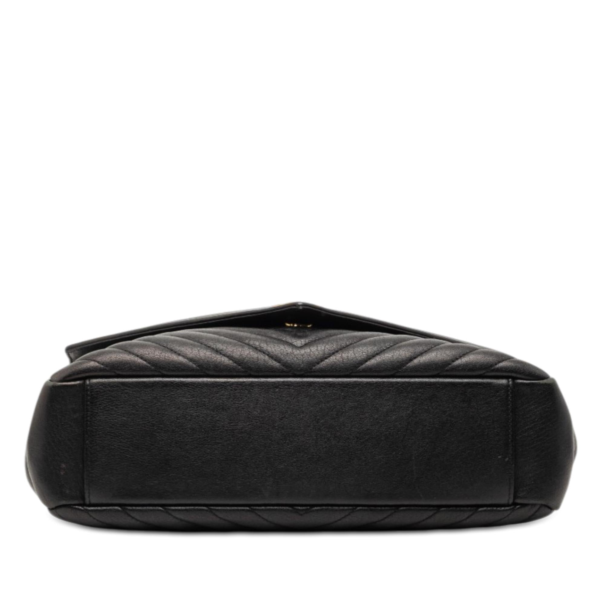 Saint Laurent Large Chevron Sheepskin Monogram College Satchel